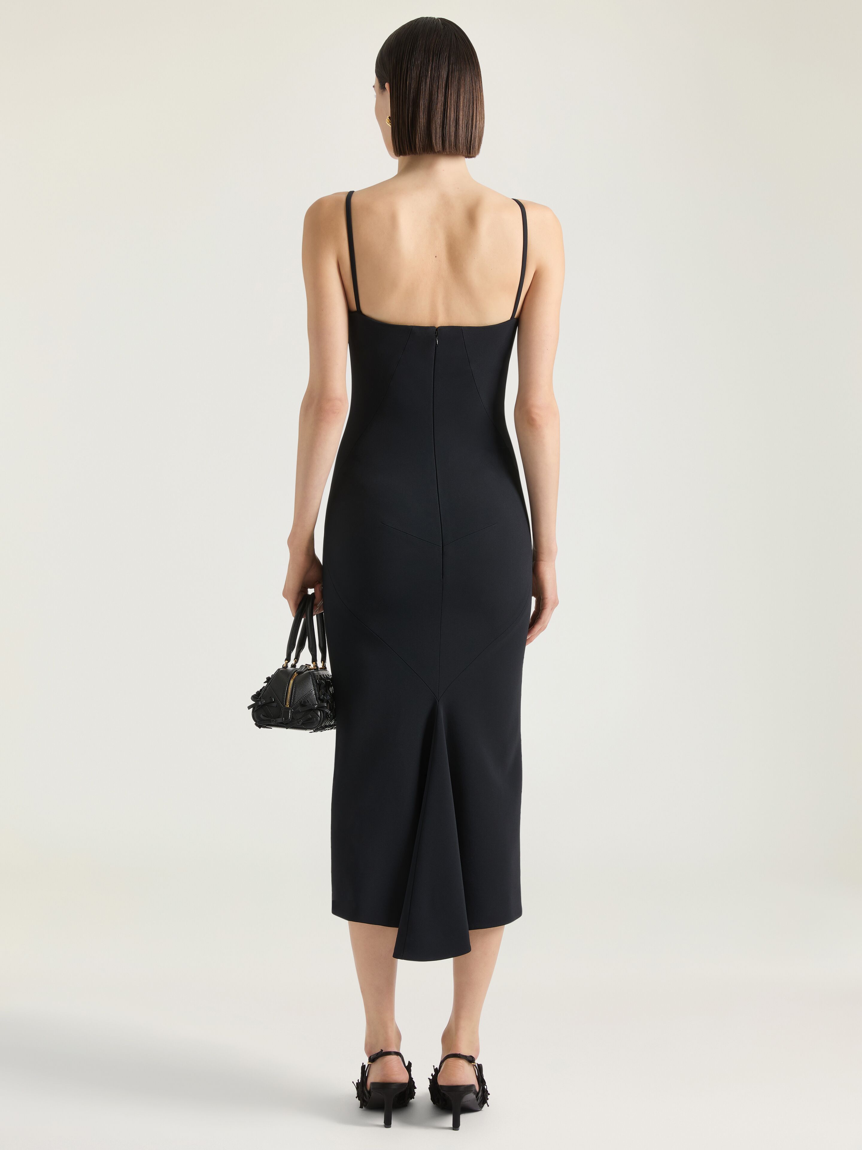 Sliced midi dress in crepe cady in - black - BW22F9164K-001