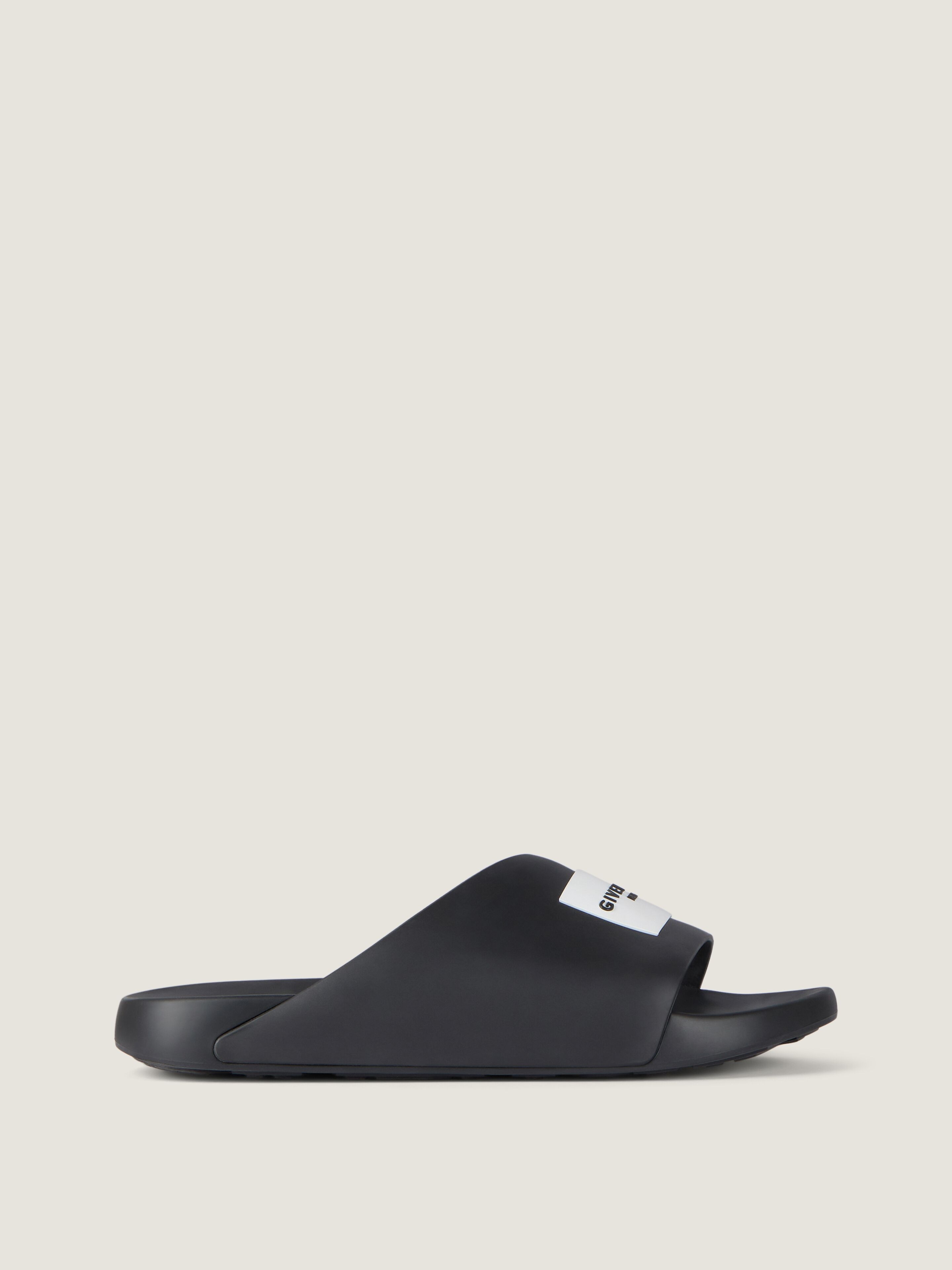 Givenchy Label Slide Flat Mules In Rubber In Black