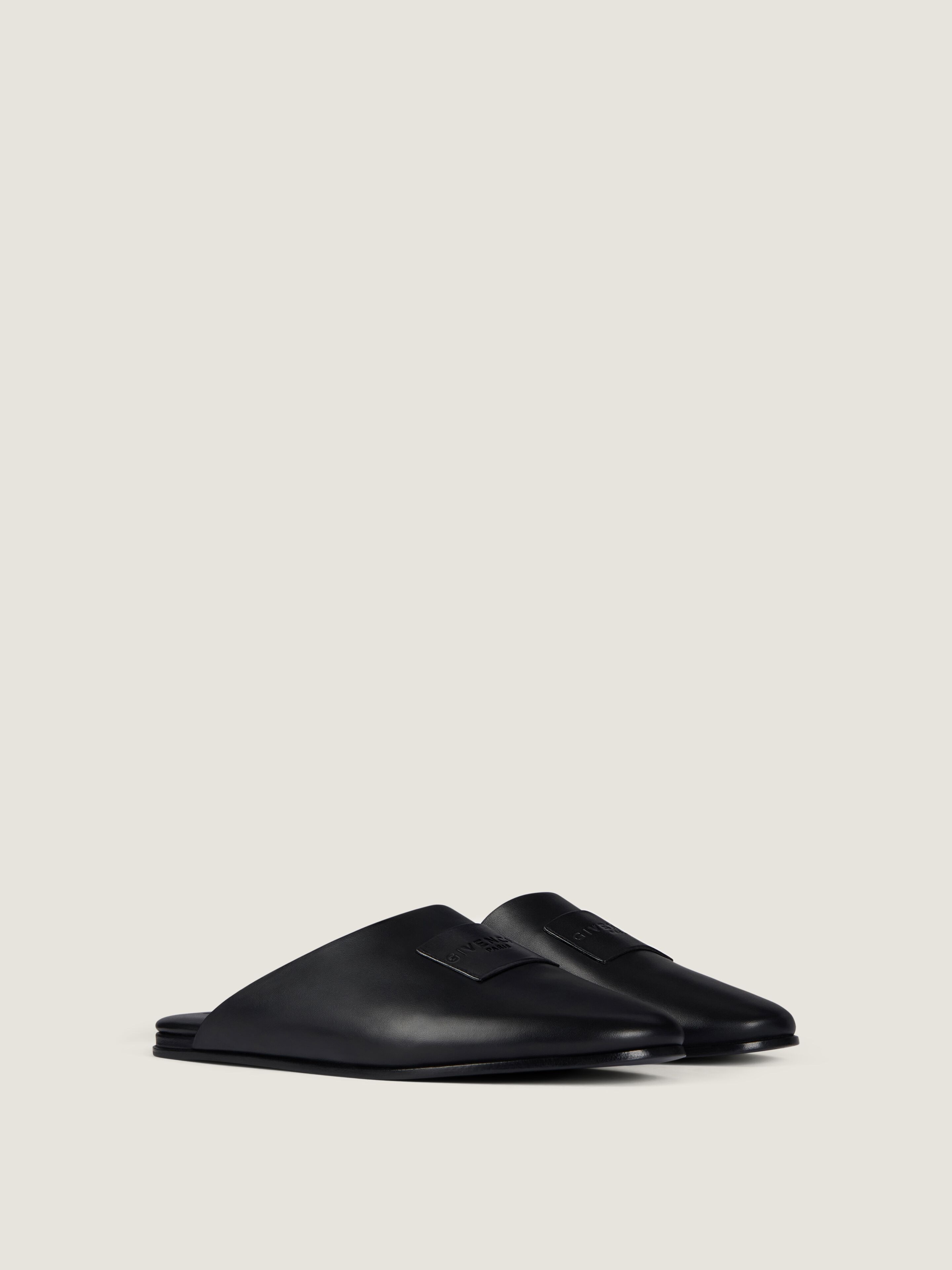 Label flat mules in nappa leather in - black - BE202RE00H-001
