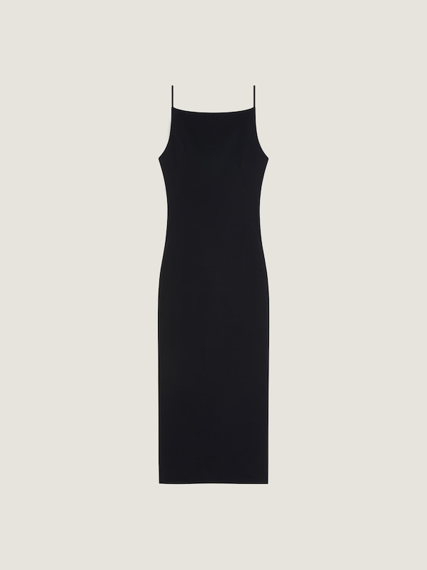 Sliced midi dress in crepe cady