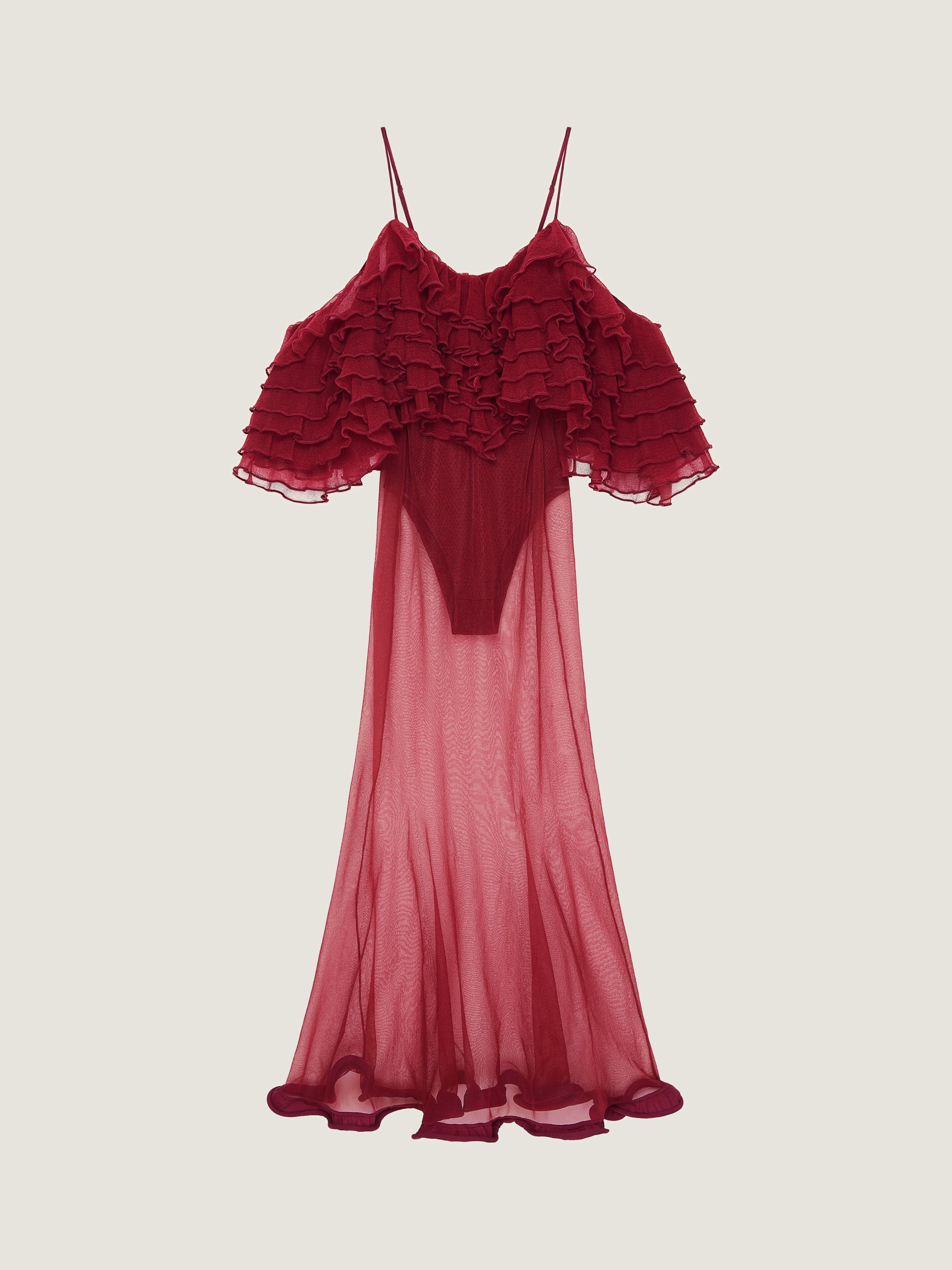 Givenchy Long Ruffled Dress In Ultra-fine Knit In Brown