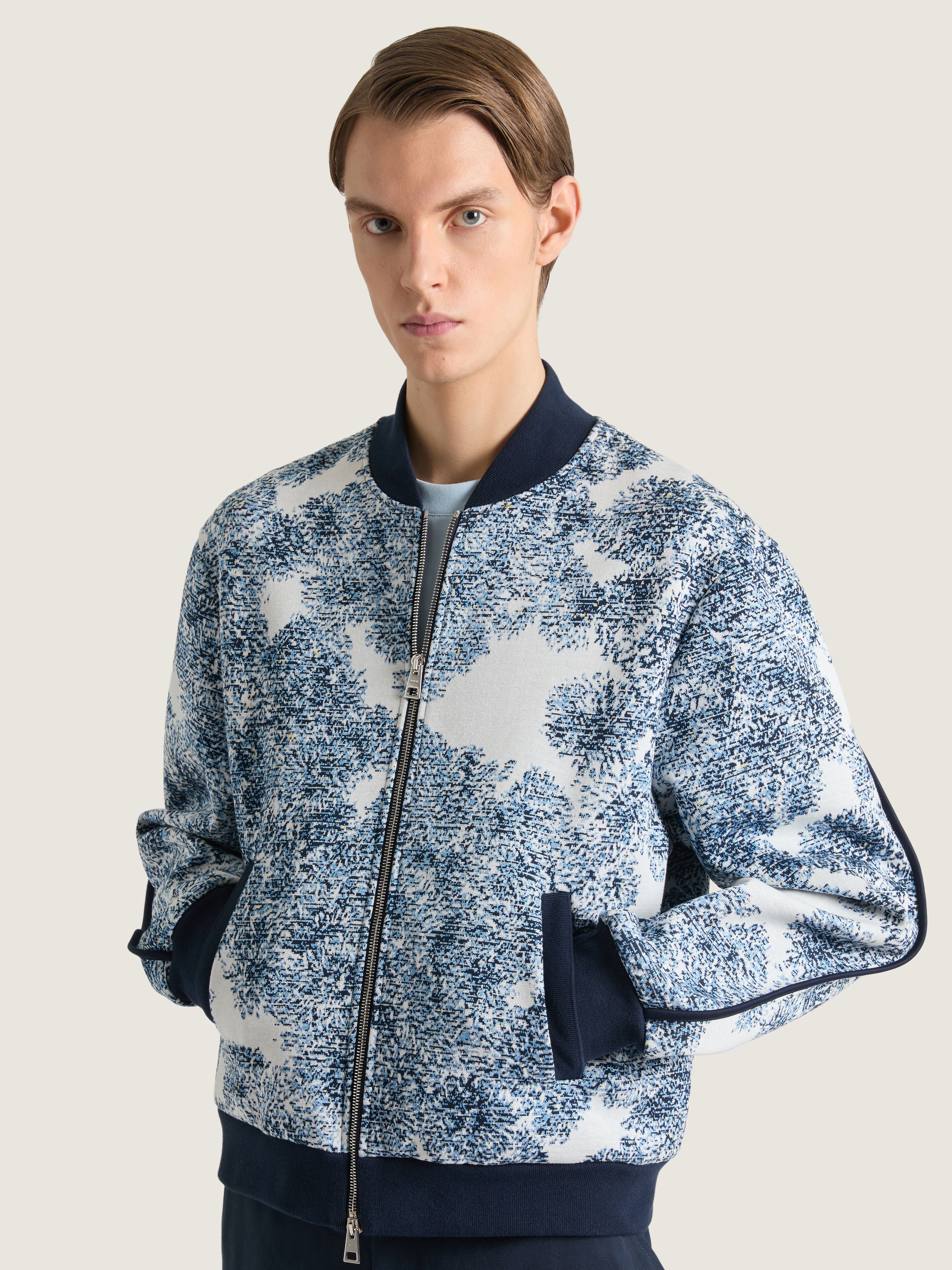 Couture Seam blouson in cotton with Pompom print in - blue/white