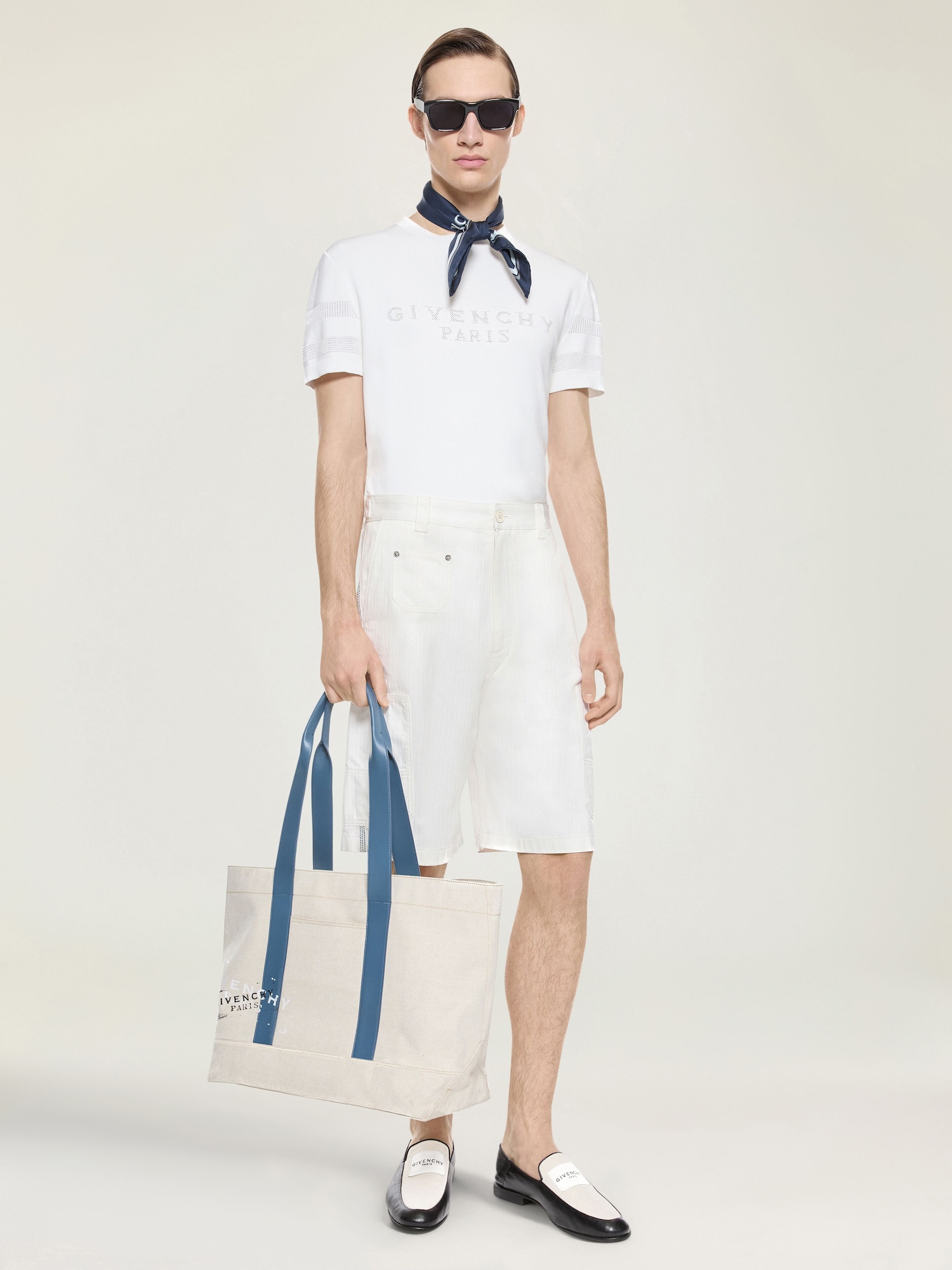 T-shirt in cotton knit with Givenchy Paris jacquard in - white 