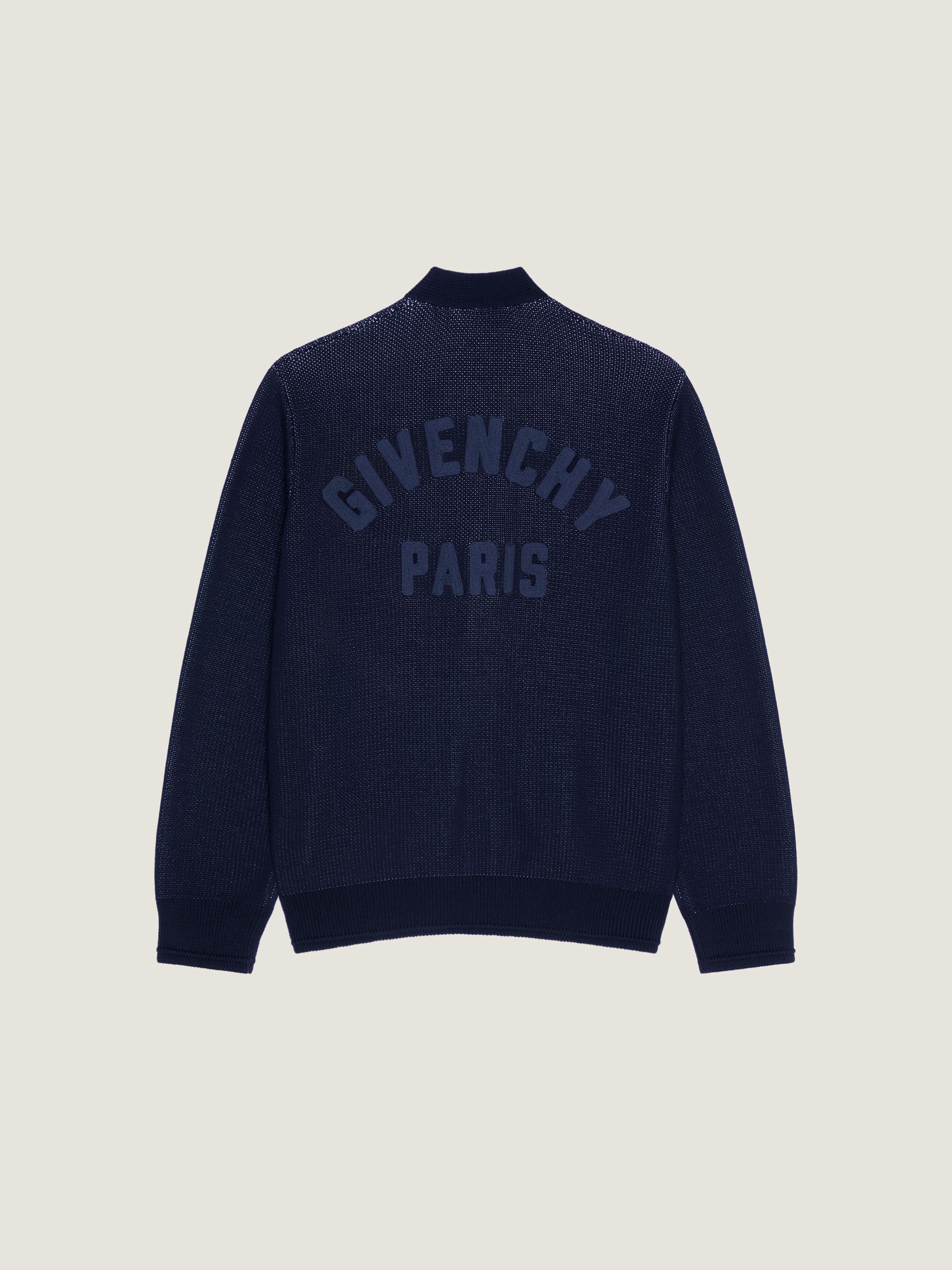 Cardigan in cotton with GIVENCHY Paris embroidery - dark navy in