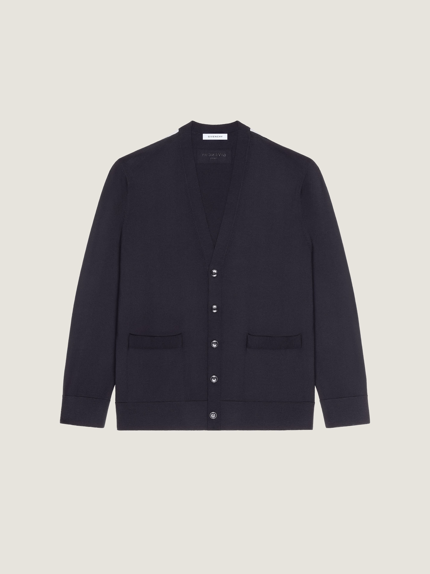 Cardigan in wool with gros grain details