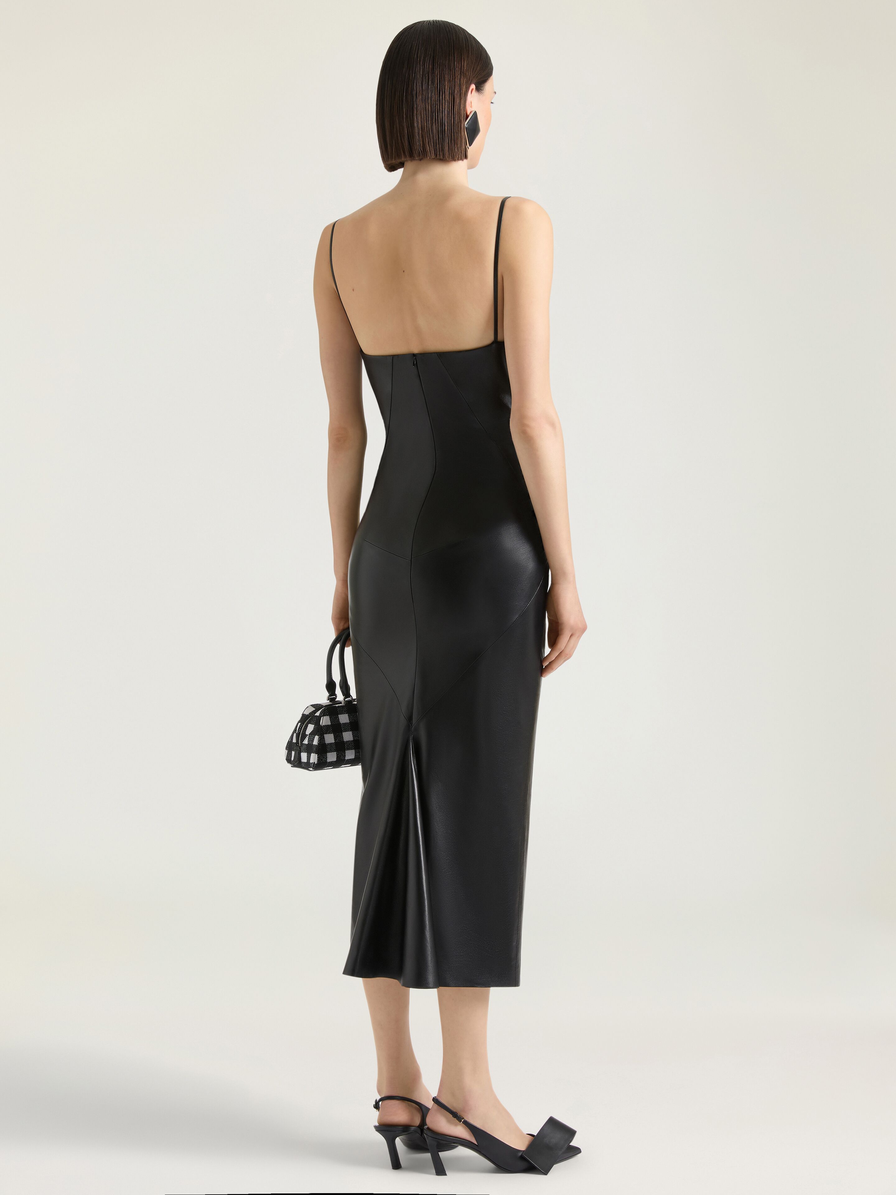 Sliced midi dress in nappa leather in - black - BW230Q61V3-001