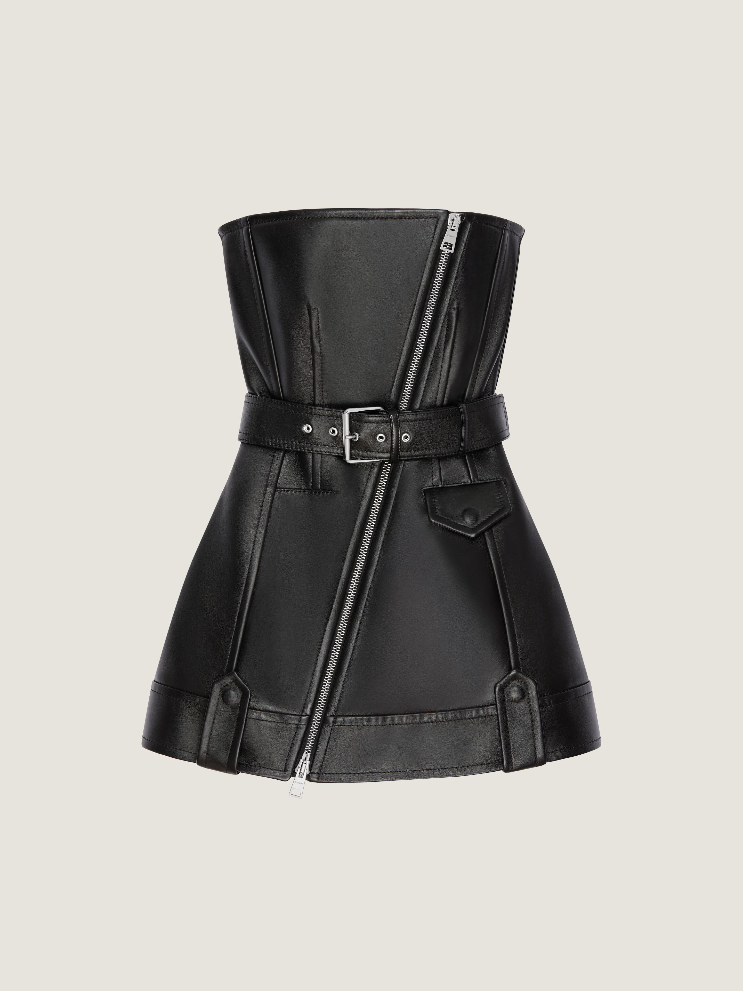 Givenchy Mini Robe Biker Bustier En Cuir In Multi