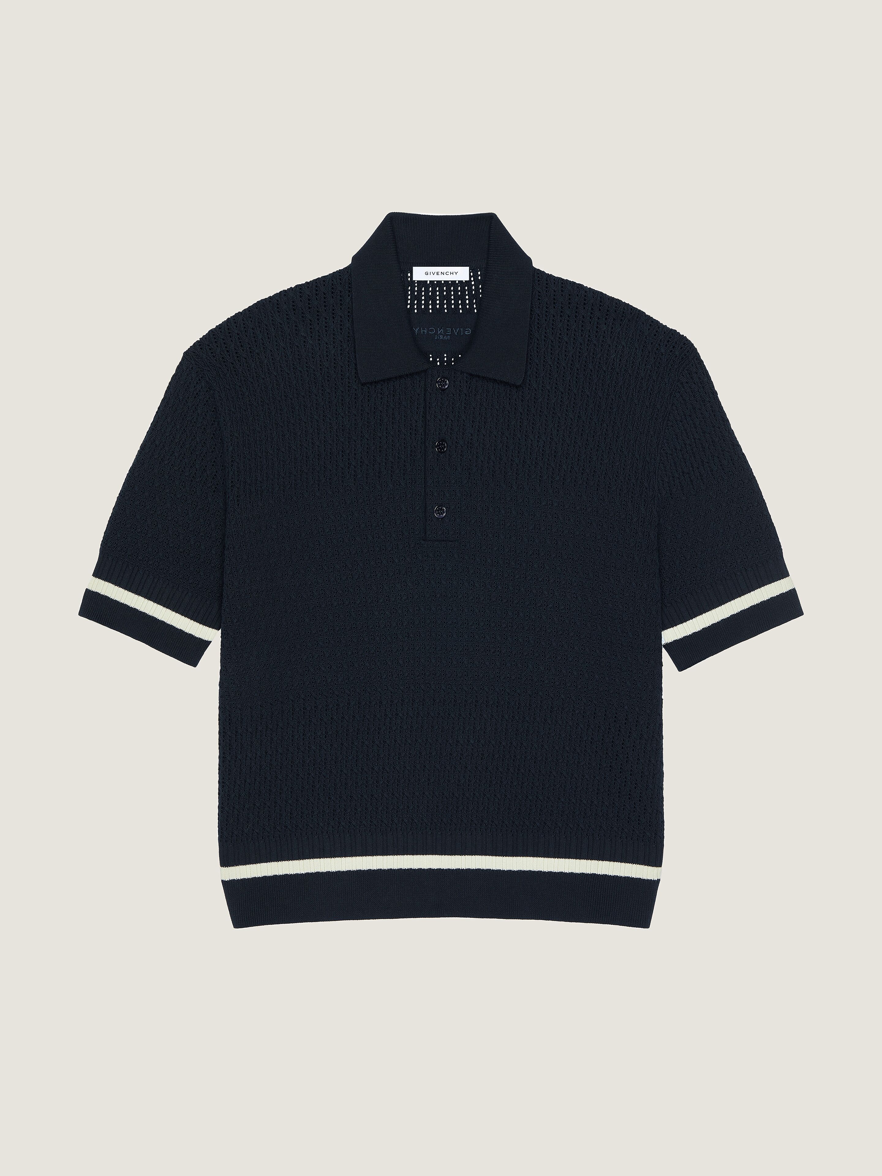 Polo in knit with Givenchy Paris embroidery in - night blue
