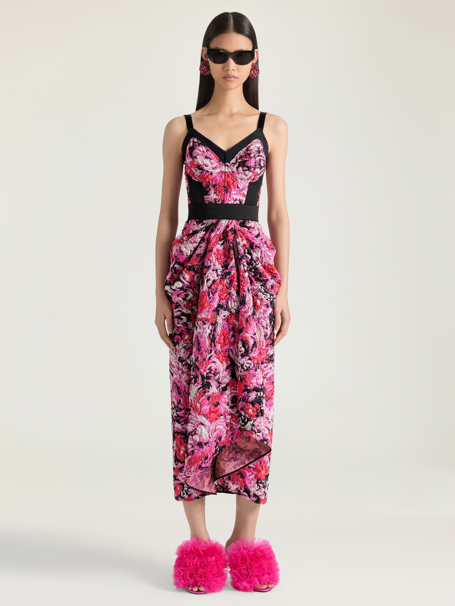 Dress in floral jacquard
