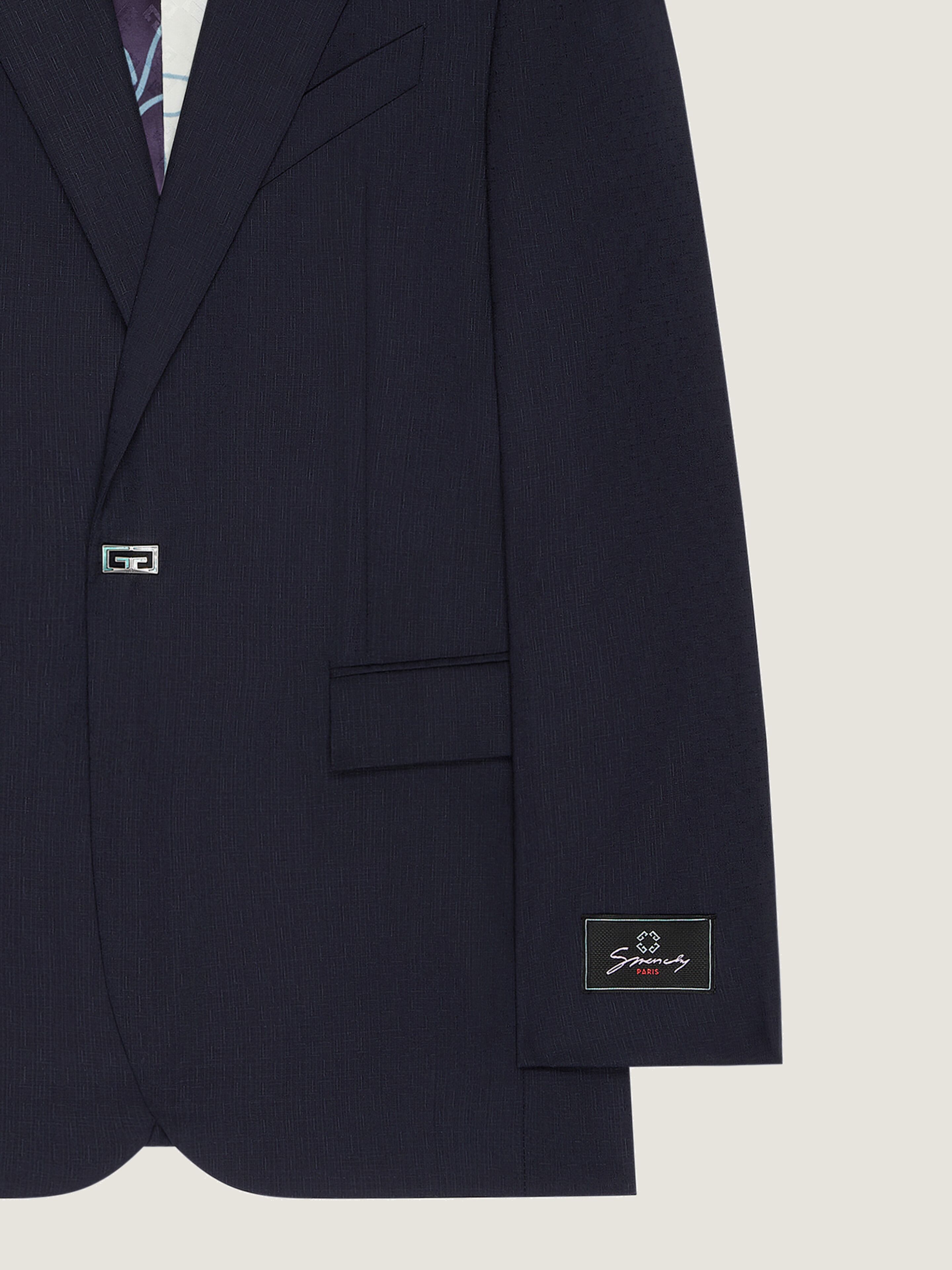 Slim fit jacket in wool with 2G button in - midnight blue
