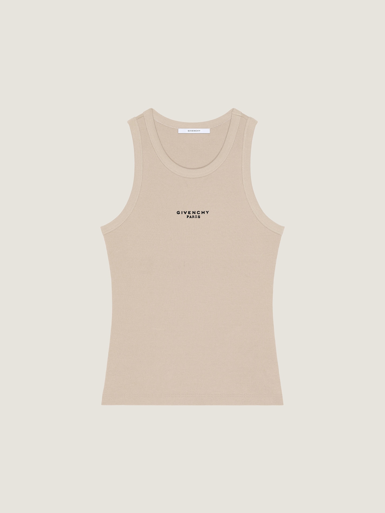 Slim fit tank top in cotton with Givenchy Paris print in - beige 