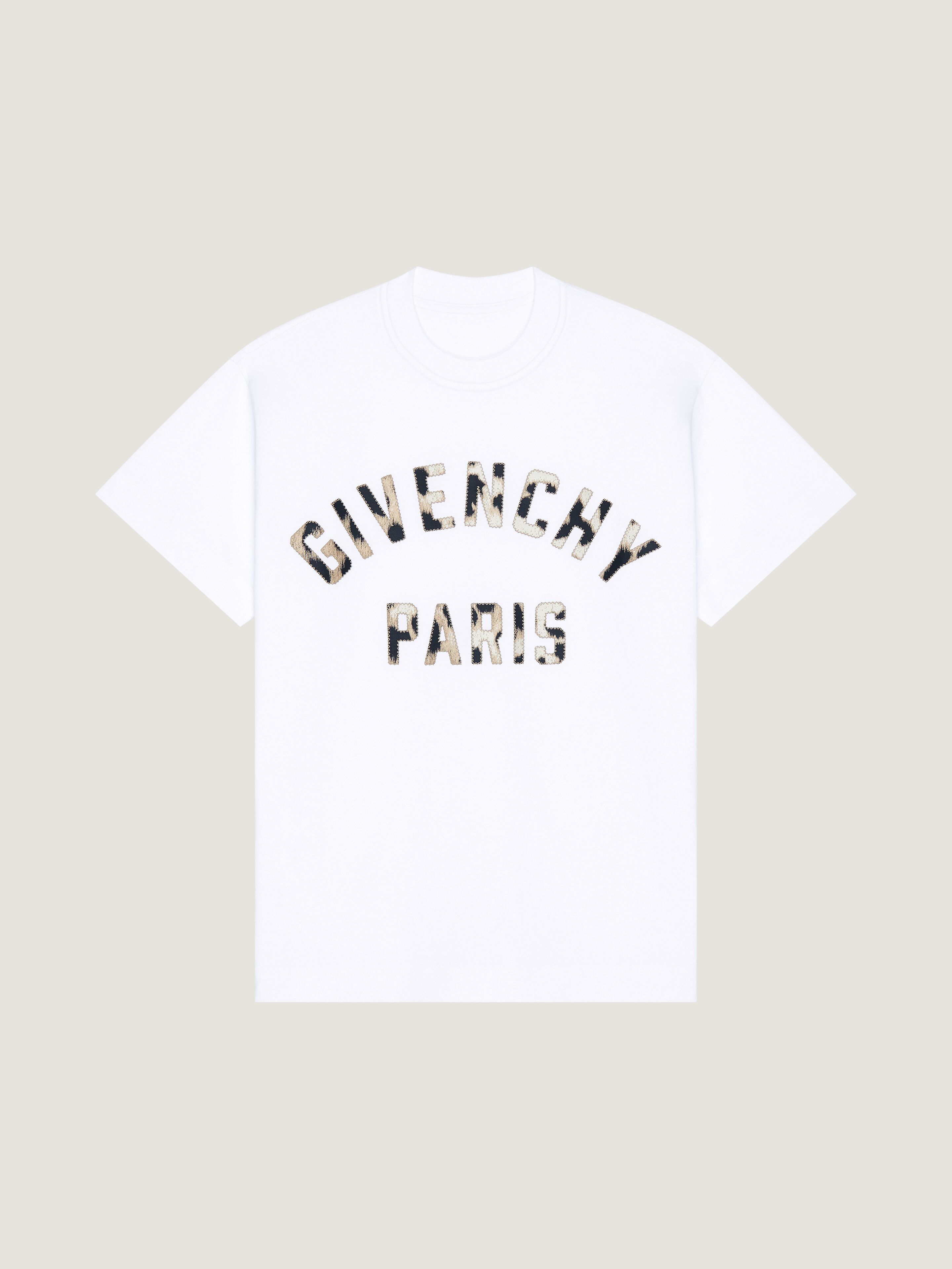 Givenchy T-shirt In Cotton With  Paris Embroidery In White