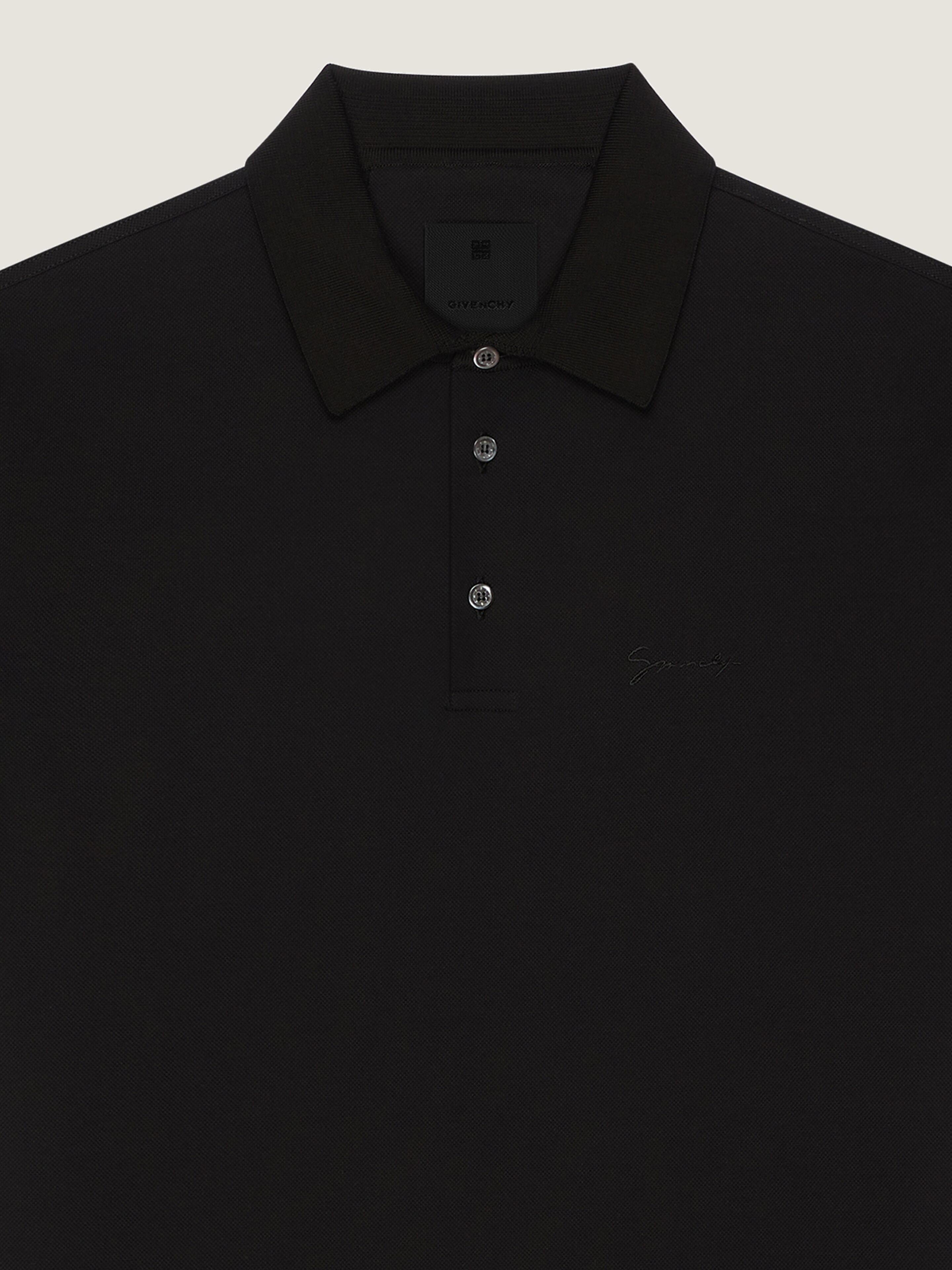 Tシャツ・カットソー GIVENCHY SS25 Logo embroidery polo shirt (BM71KR3YCD 100) Polo in cotton with GIVENCHY embroidery in - black | Givenchy US