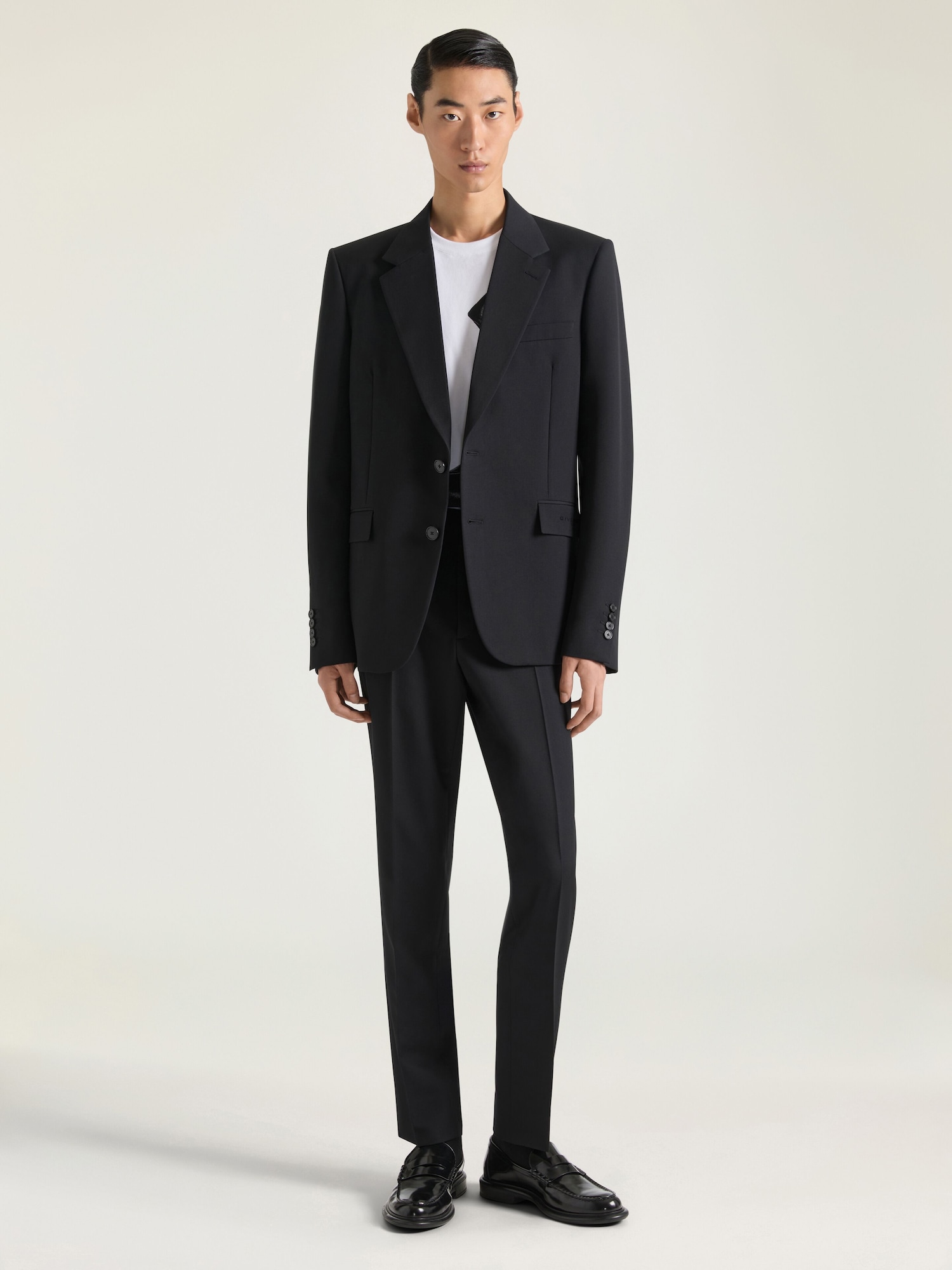 Fitted leg tailored trousers in wool