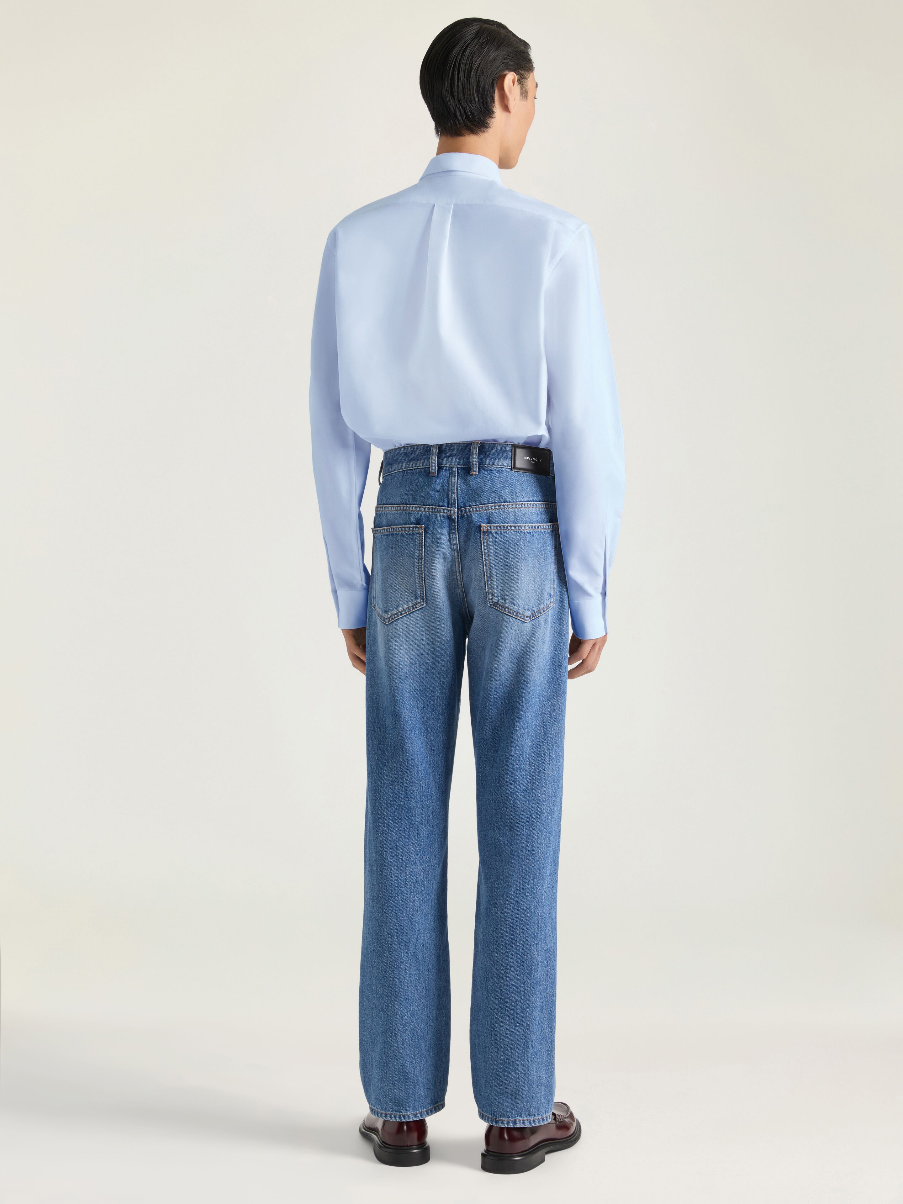 Shirt in cotton oxford with Givenchy Paris jacquard in - baby blue