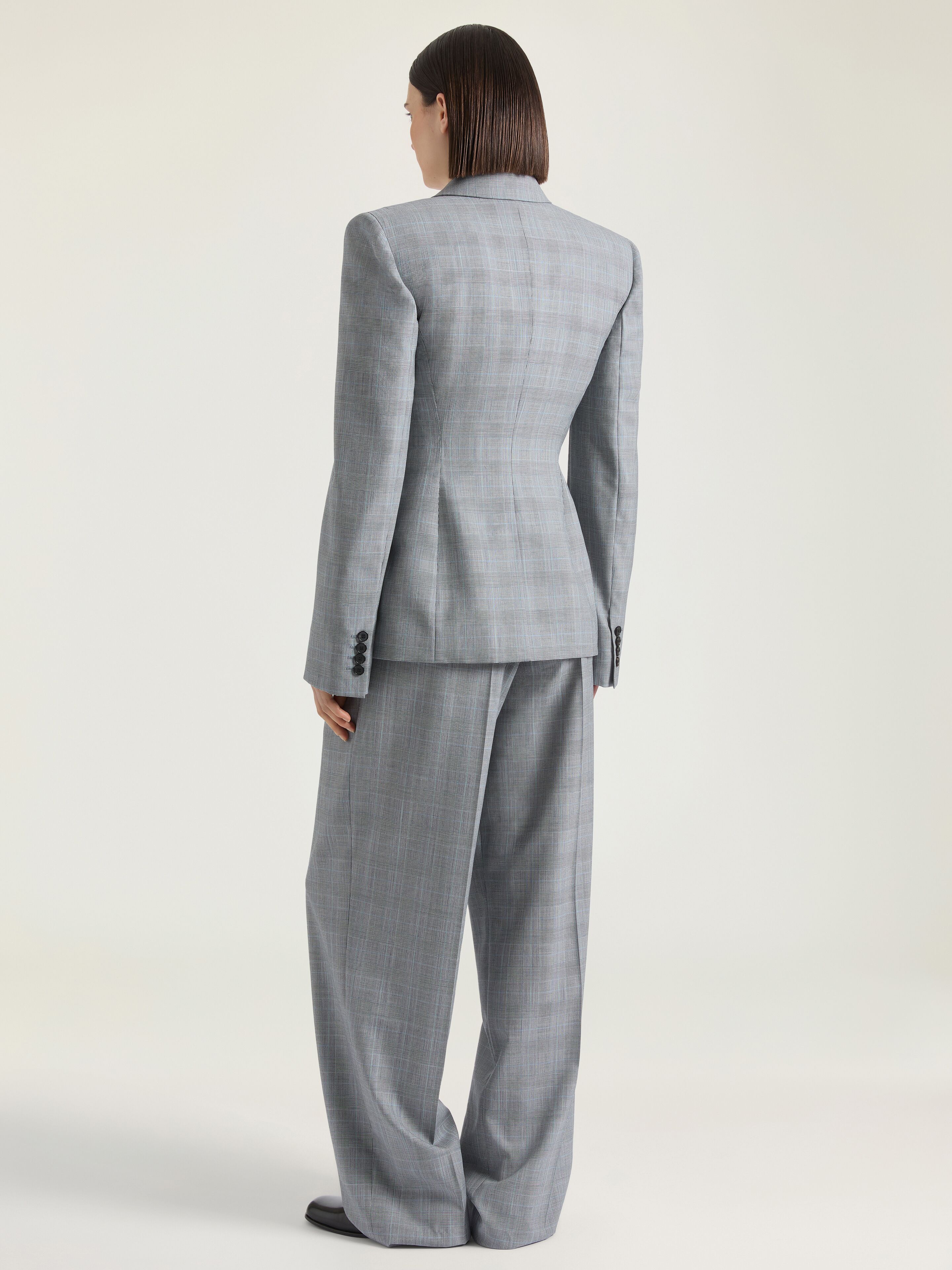 Double-breasted checked jacket in wool in - grey/black