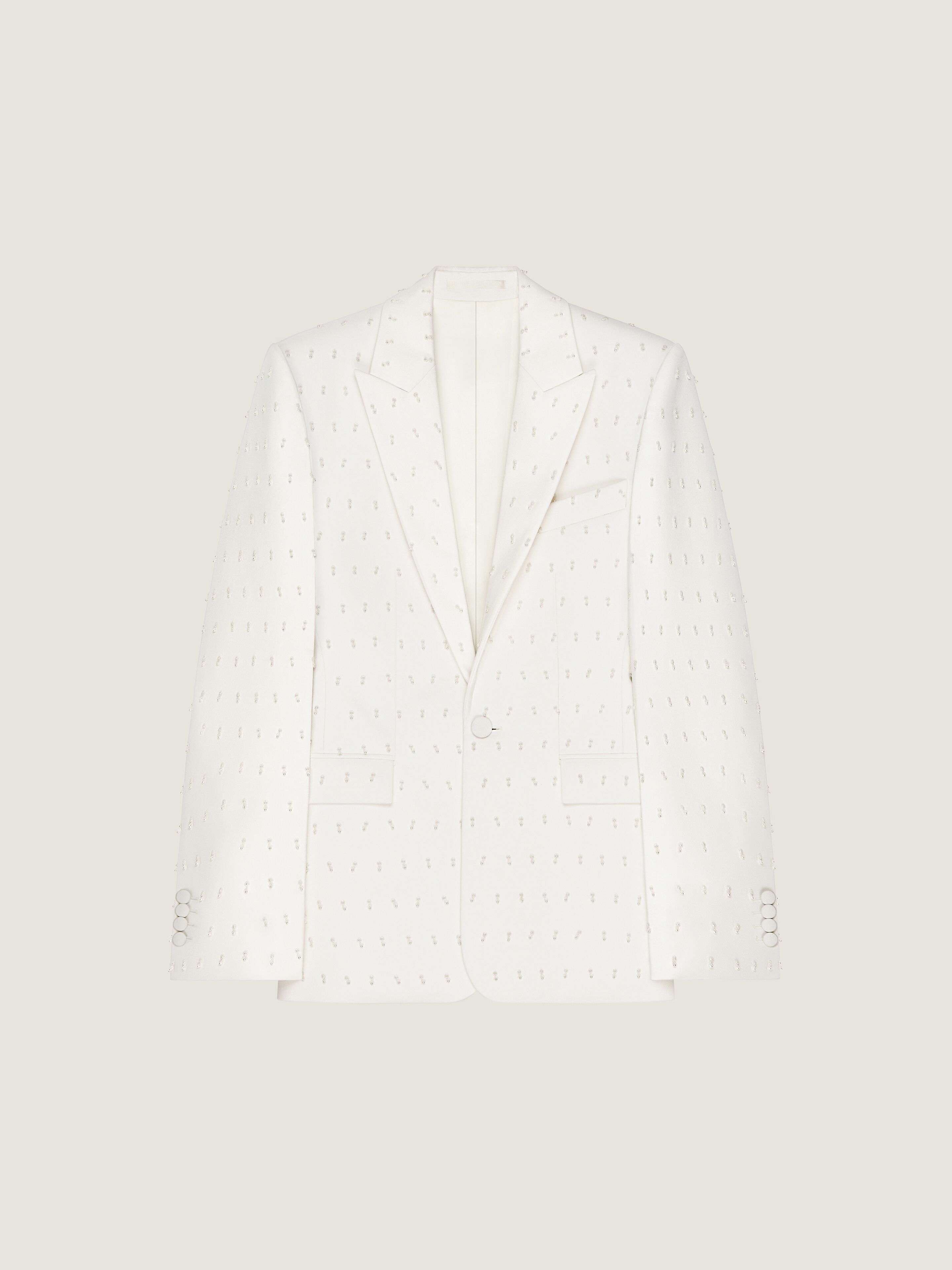 Givenchy Veste Simple Boutonnage En Laine Et Mohair Brodée Perles In White