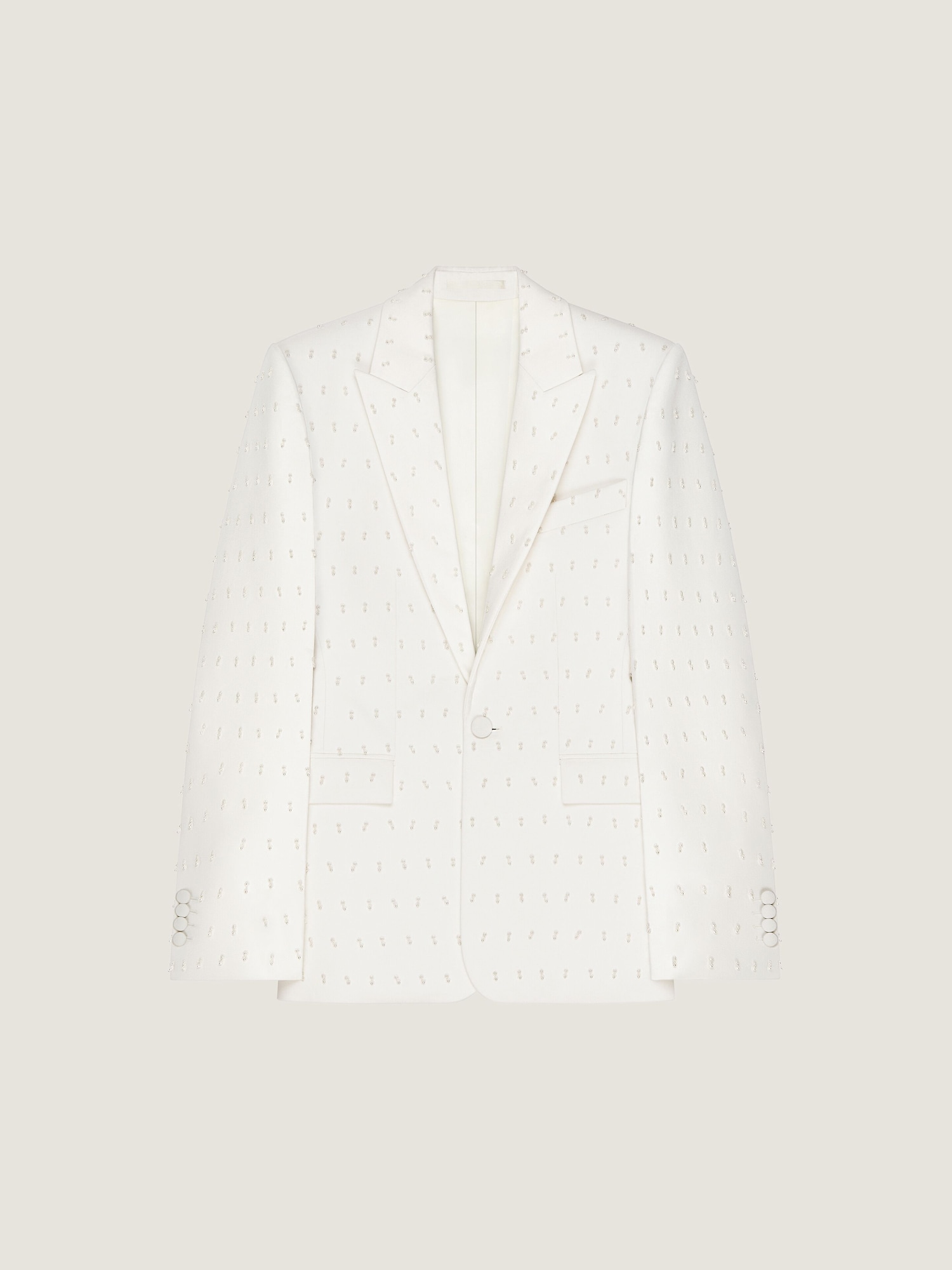 Embellished single-breasted jacket in wool and mohair