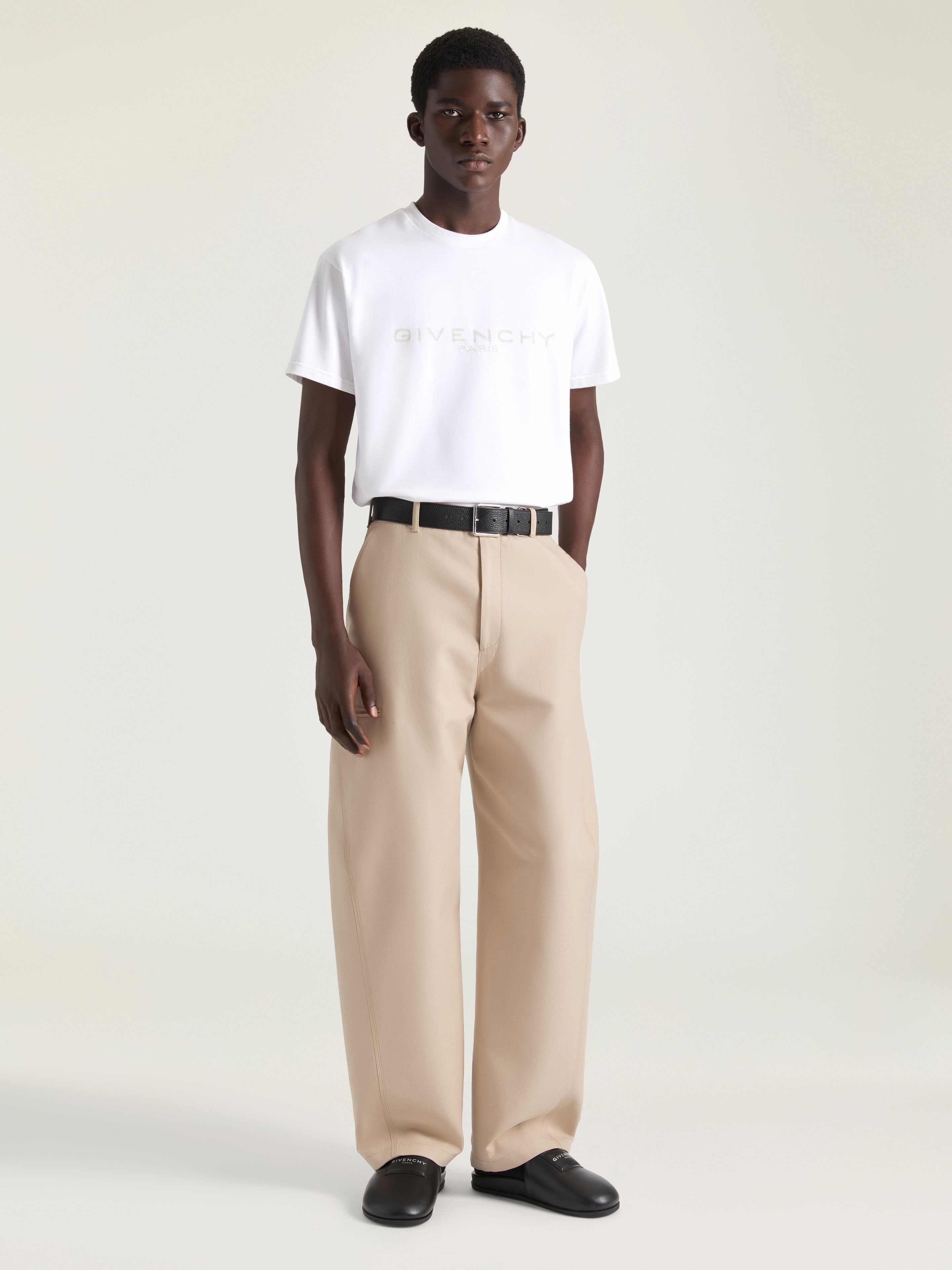 T-shirt in cotton and silk with Givenchy Paris jacquard in - white