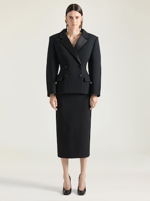 Veste de costume double boutonnage à découpes en laine