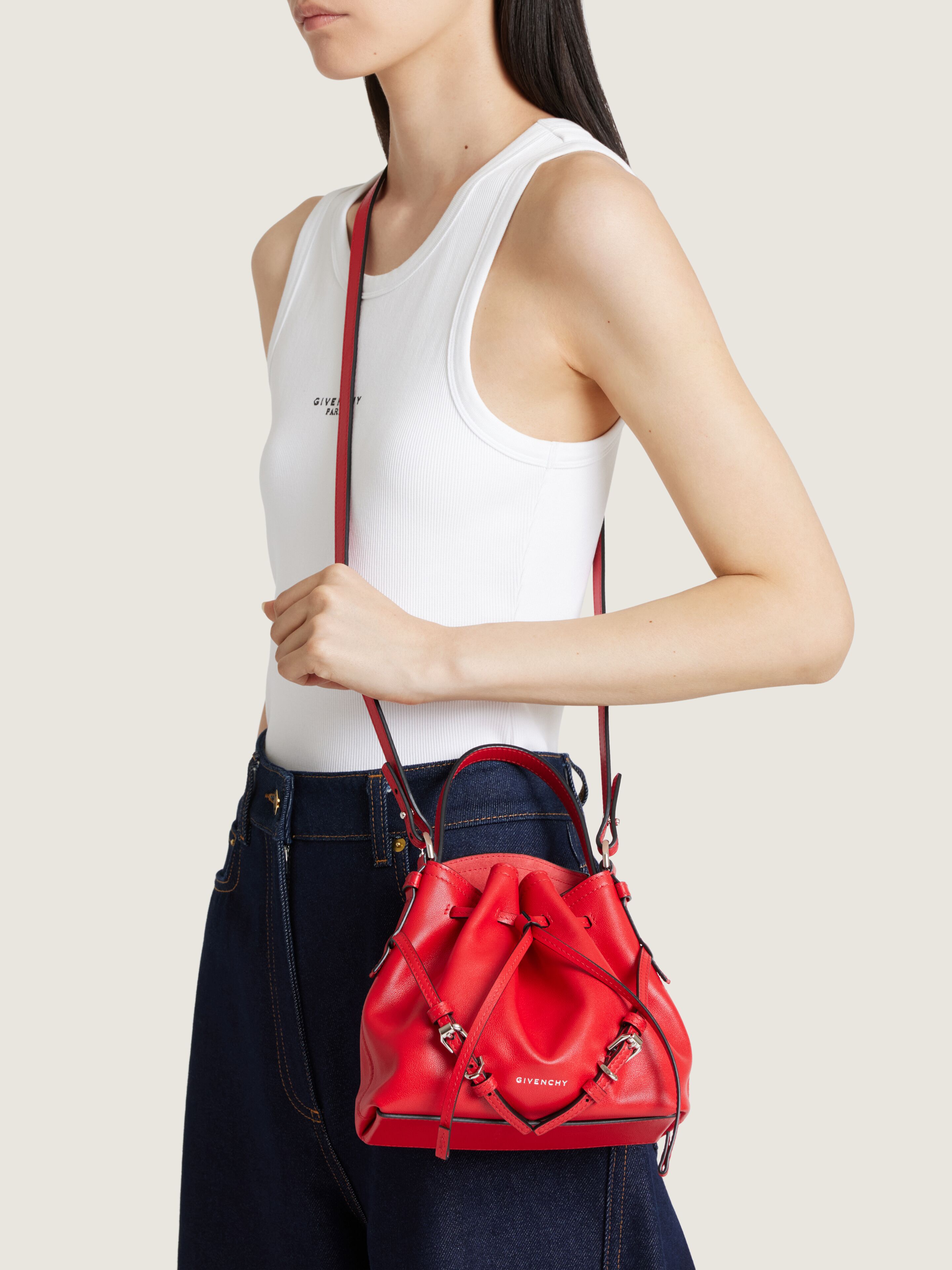 Mini Voyou Bucket bag in shiny leather | Givenchy US | Givenchy