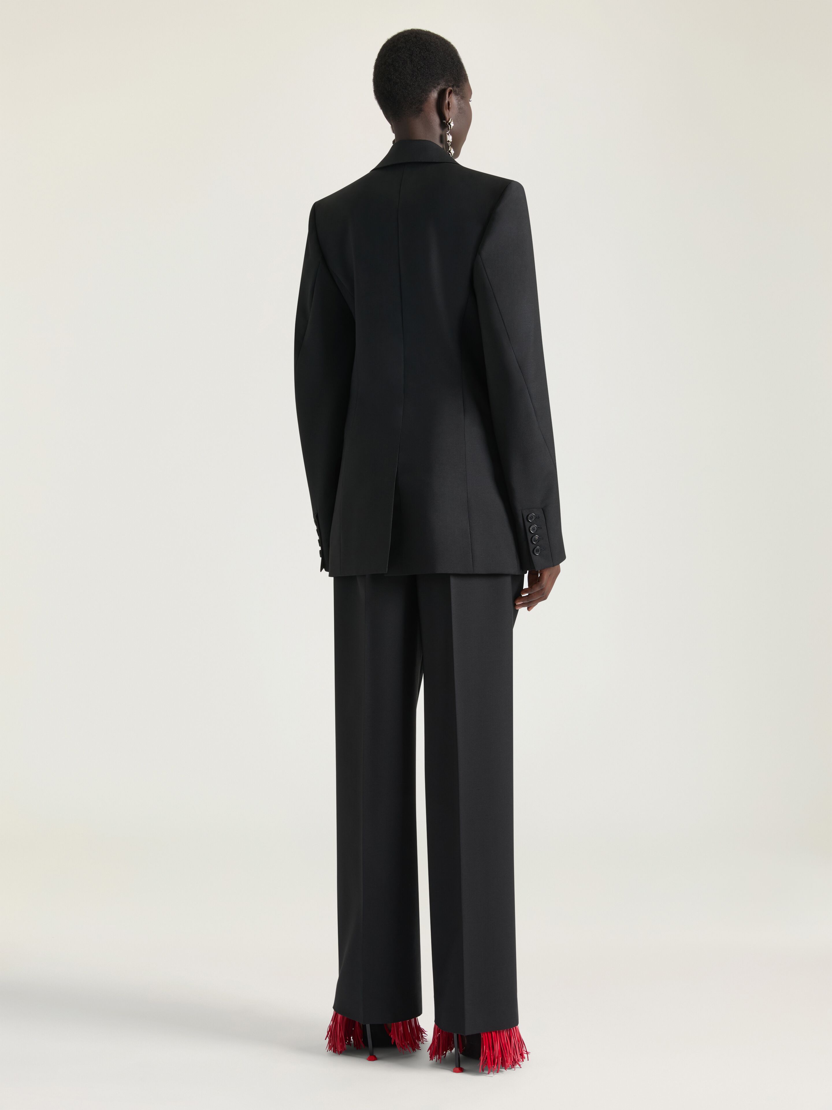 Double-breasted Cocoon jacket in wool and mohair in - black
