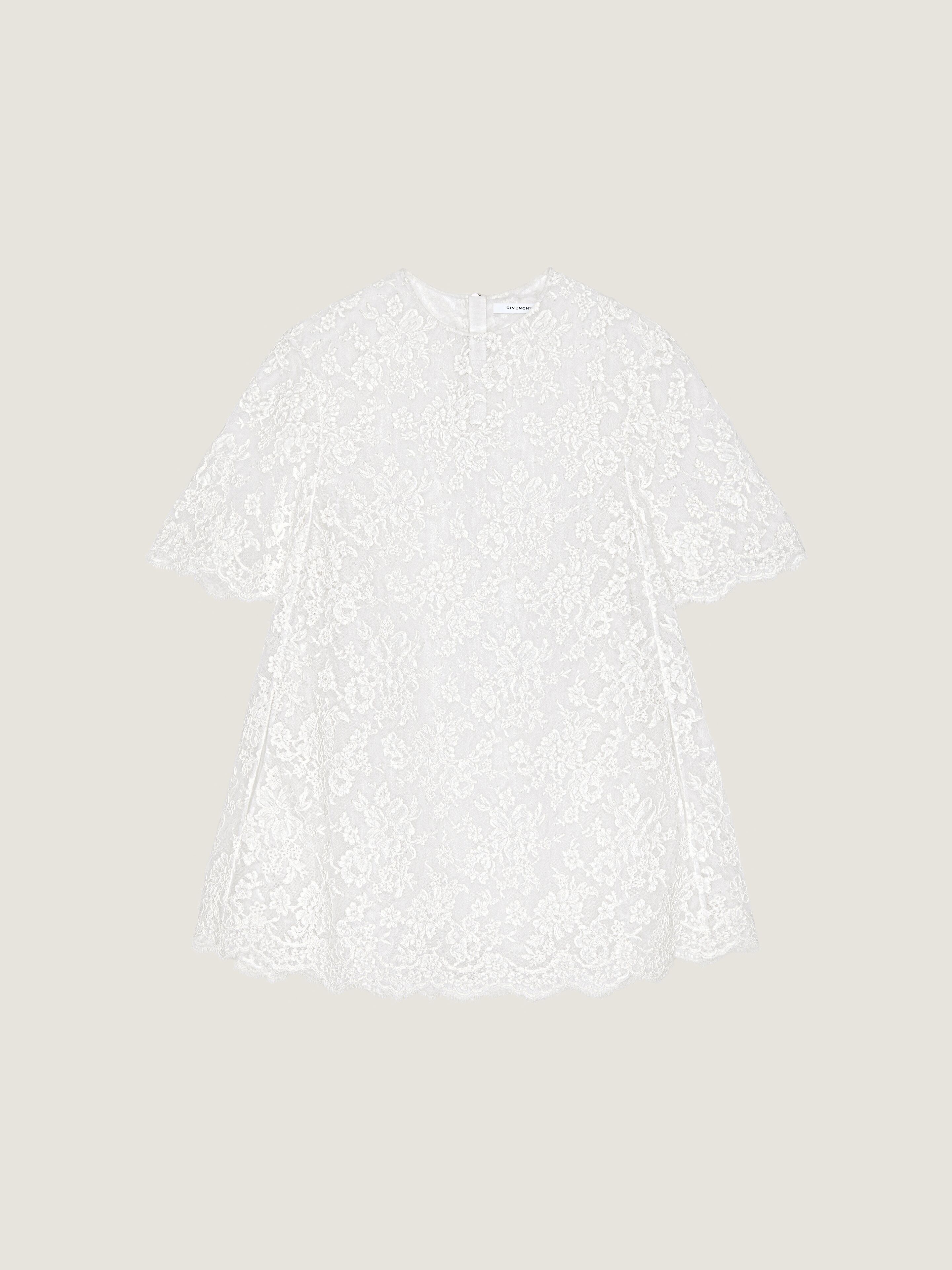 Givenchy Mini Robe En Dentelle Florale Avec Cape In White