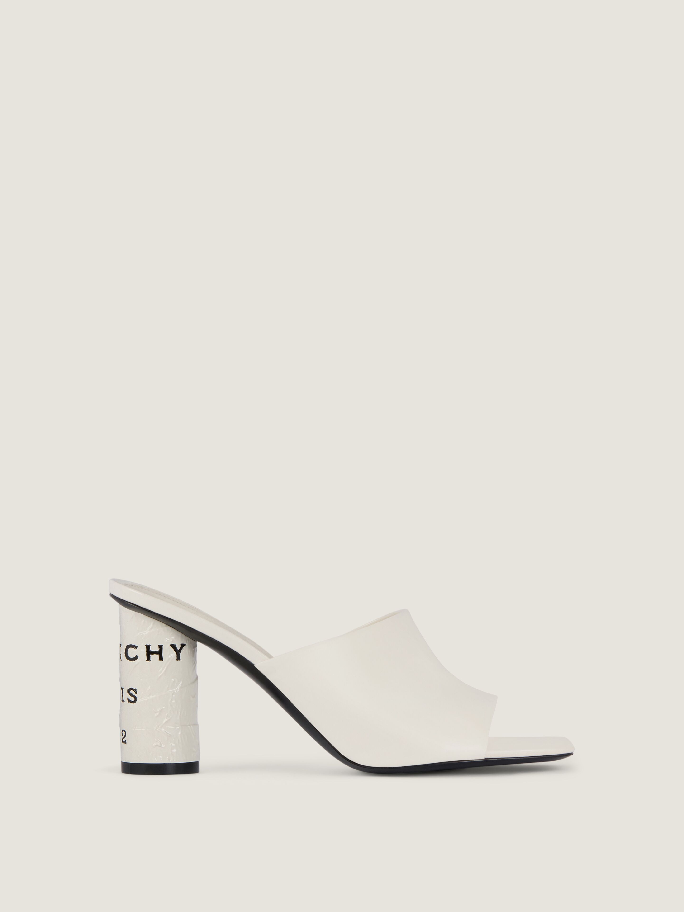 Givenchy Tape Heeled Mules In Leather In White