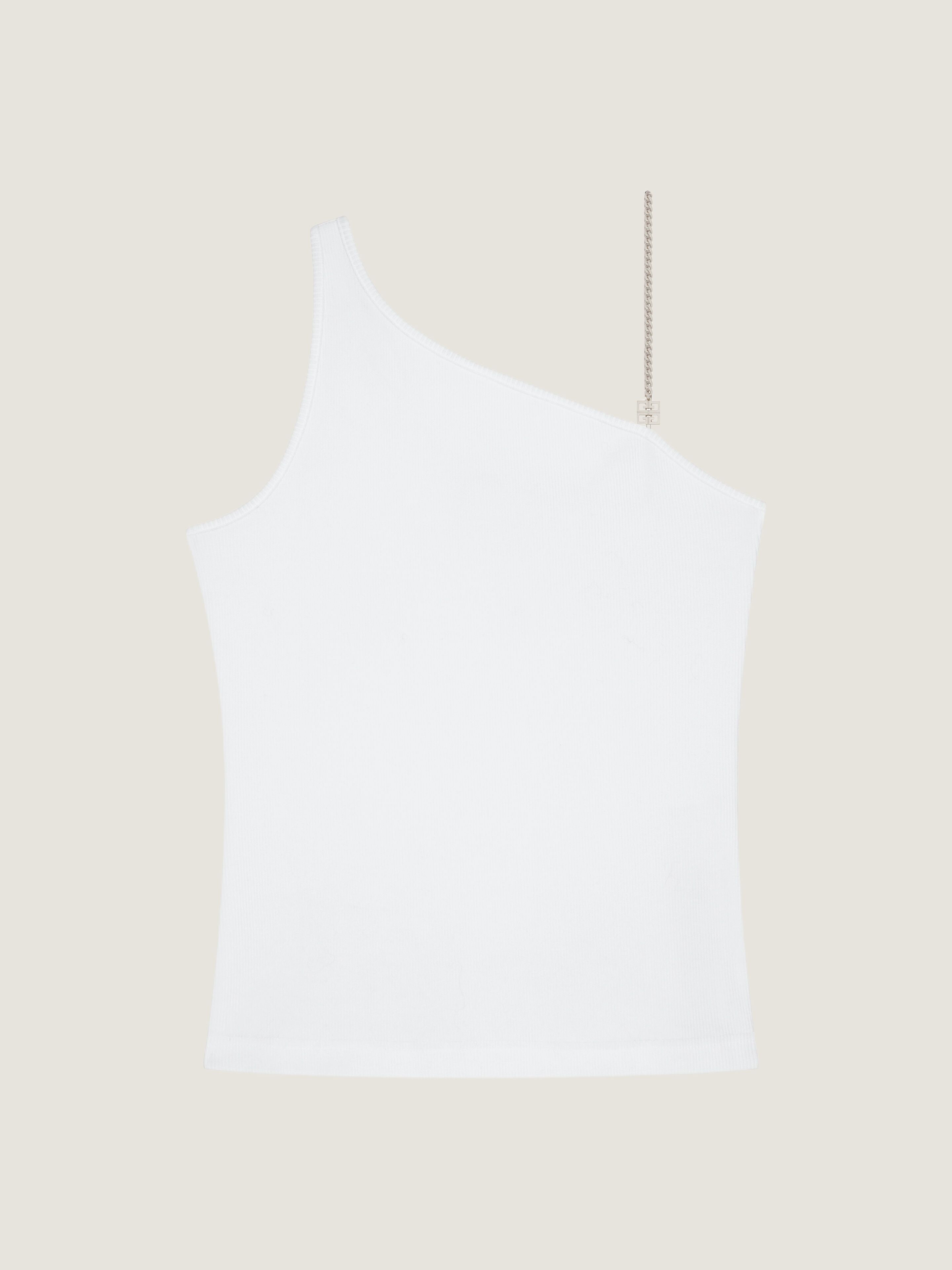 Tシャツ・カットソー GIVENCHY ASYMMETRICAL COTTON TOP WITH 4G CHAIN Asymmetric top in cotton with chain detail in - white
