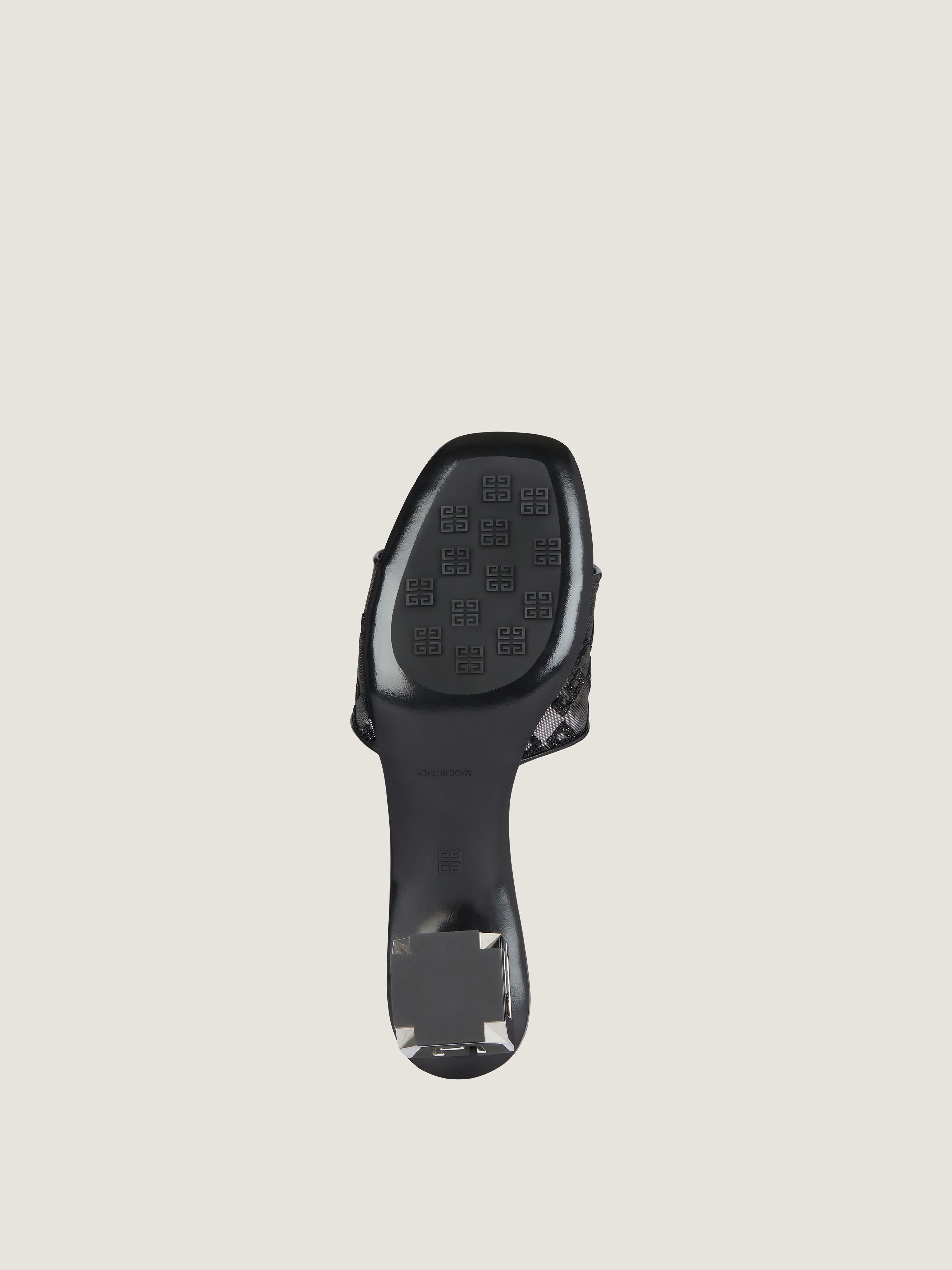 G Cube mules in monogram 72 mesh with lurex in - black