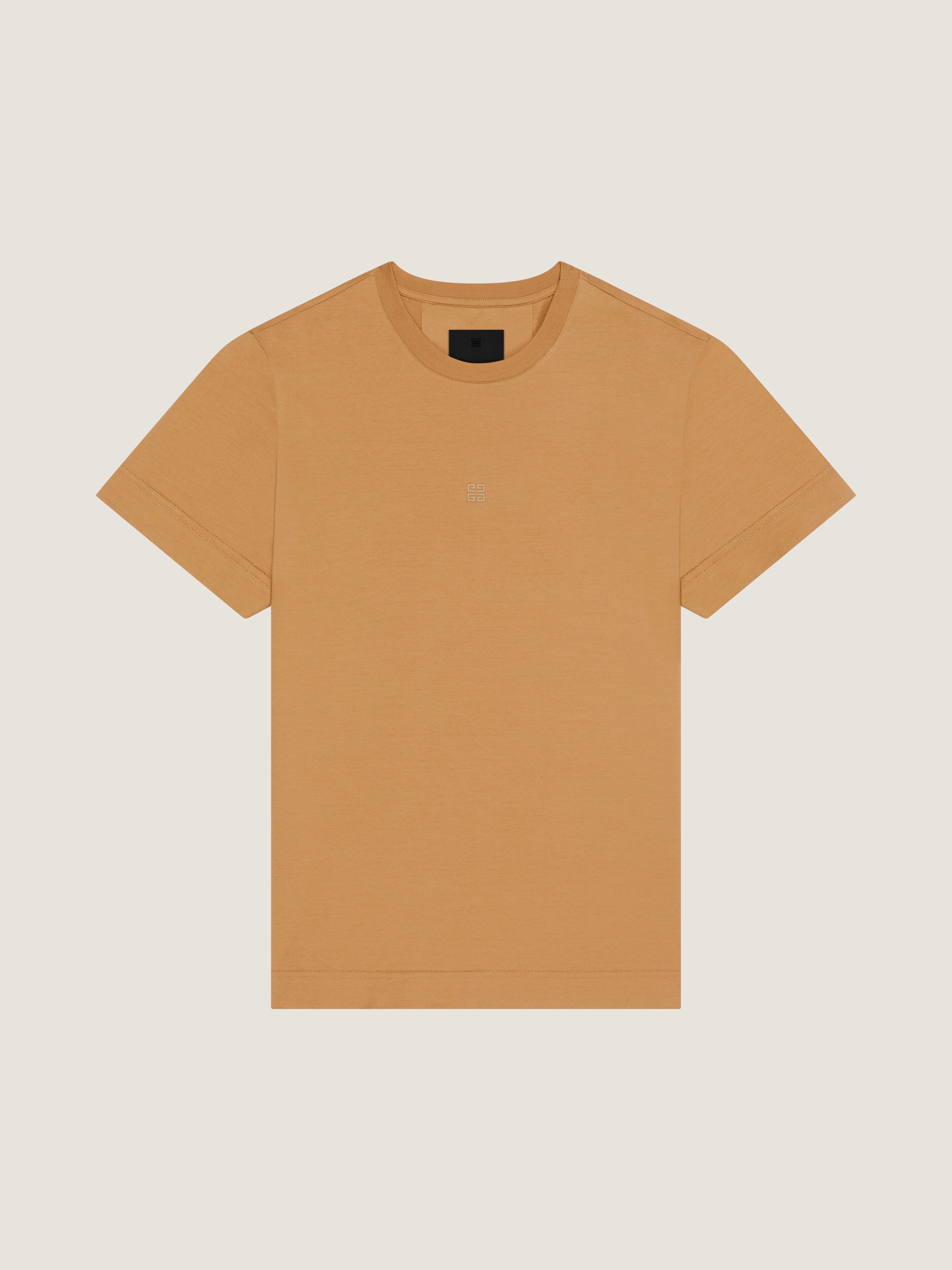 Slim fit t-shirt in cotton with 4G embroidery in - camel