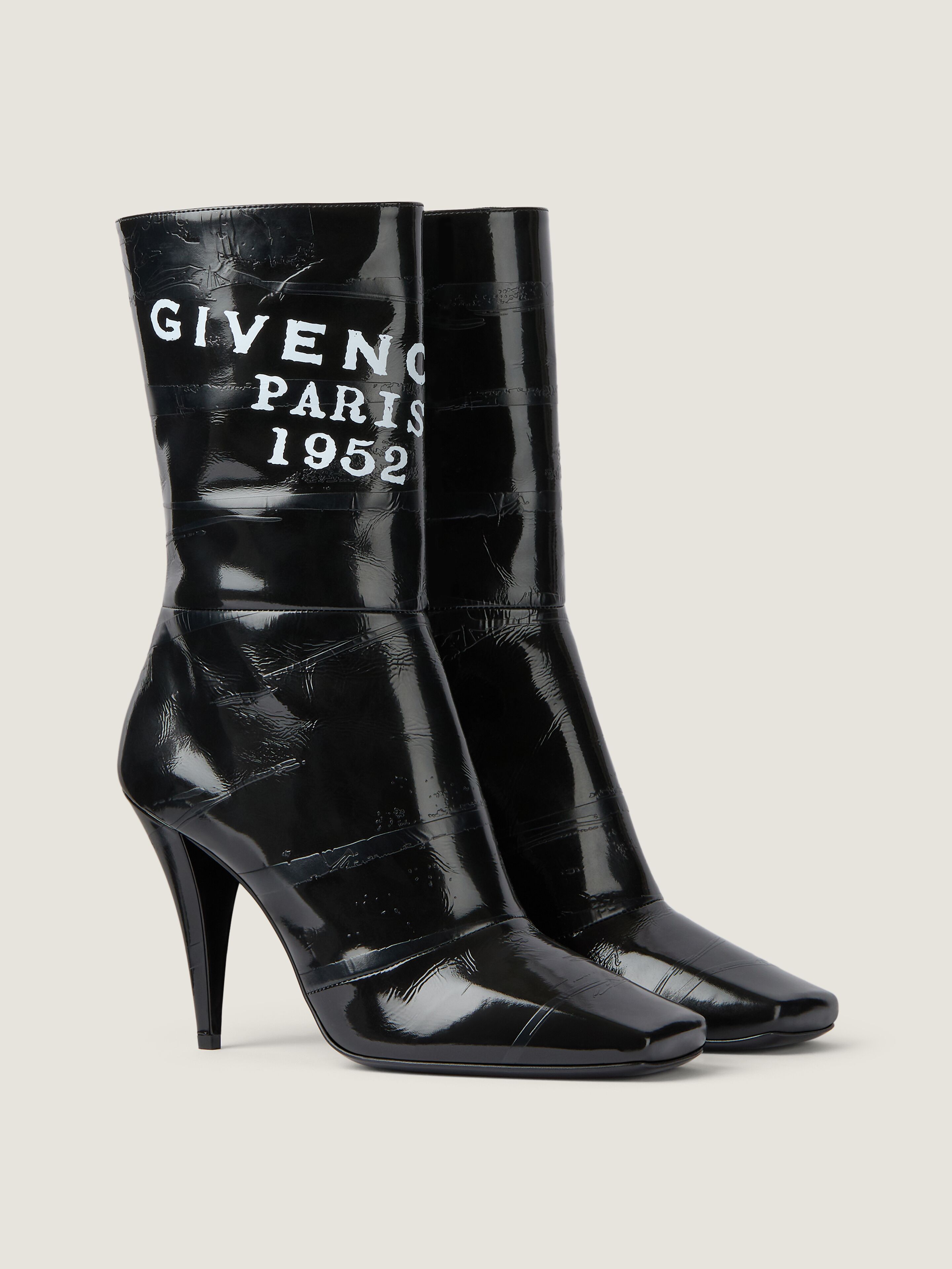 イタリア製GIVENCHYジバンシーWベルトジッパーブーツ35レザー黒 Sliced Square GIVENCHY Tape ankle boots in leather in - black