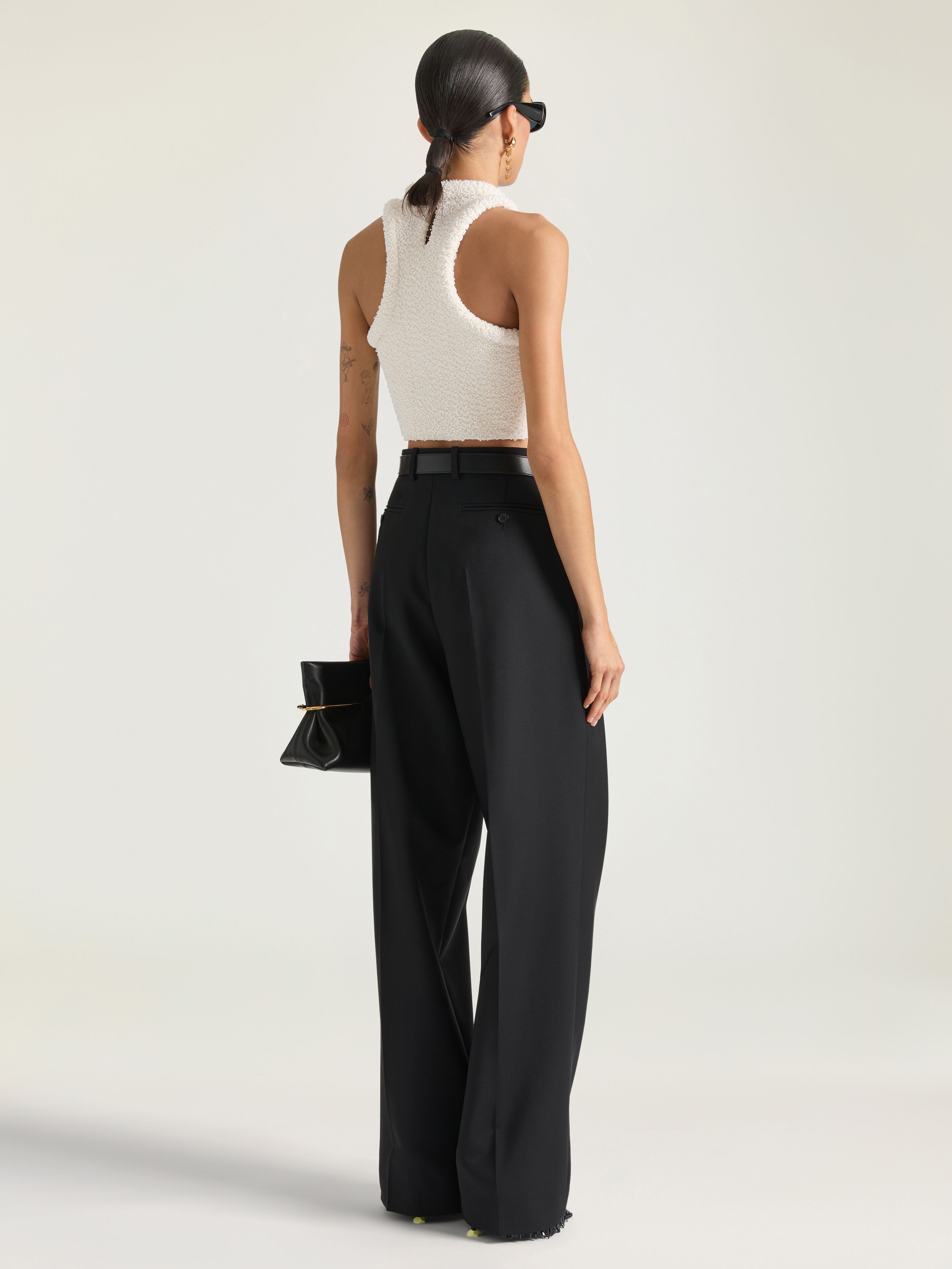 トップス Givenchy Cropped top in knit with embroidered pearls in - ivory