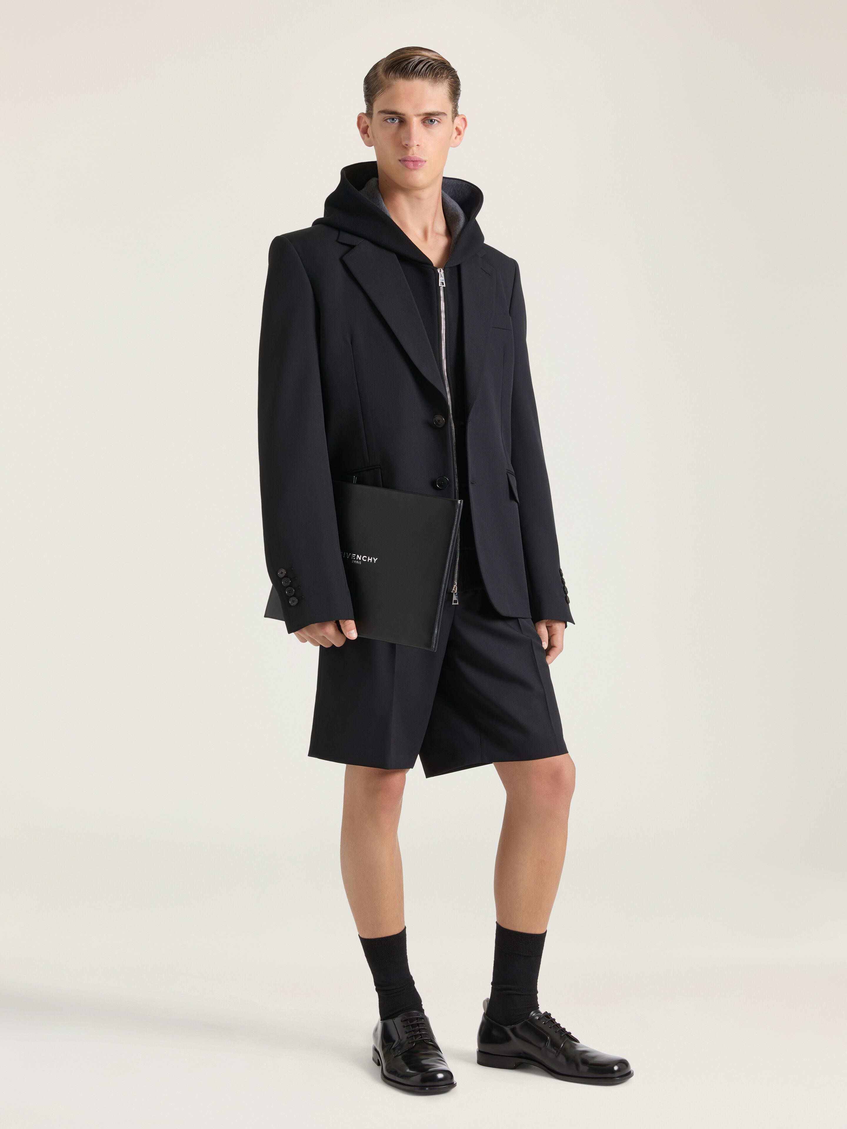 Double pleat bermuda shorts in wool in - black - BM51Q216DC-001