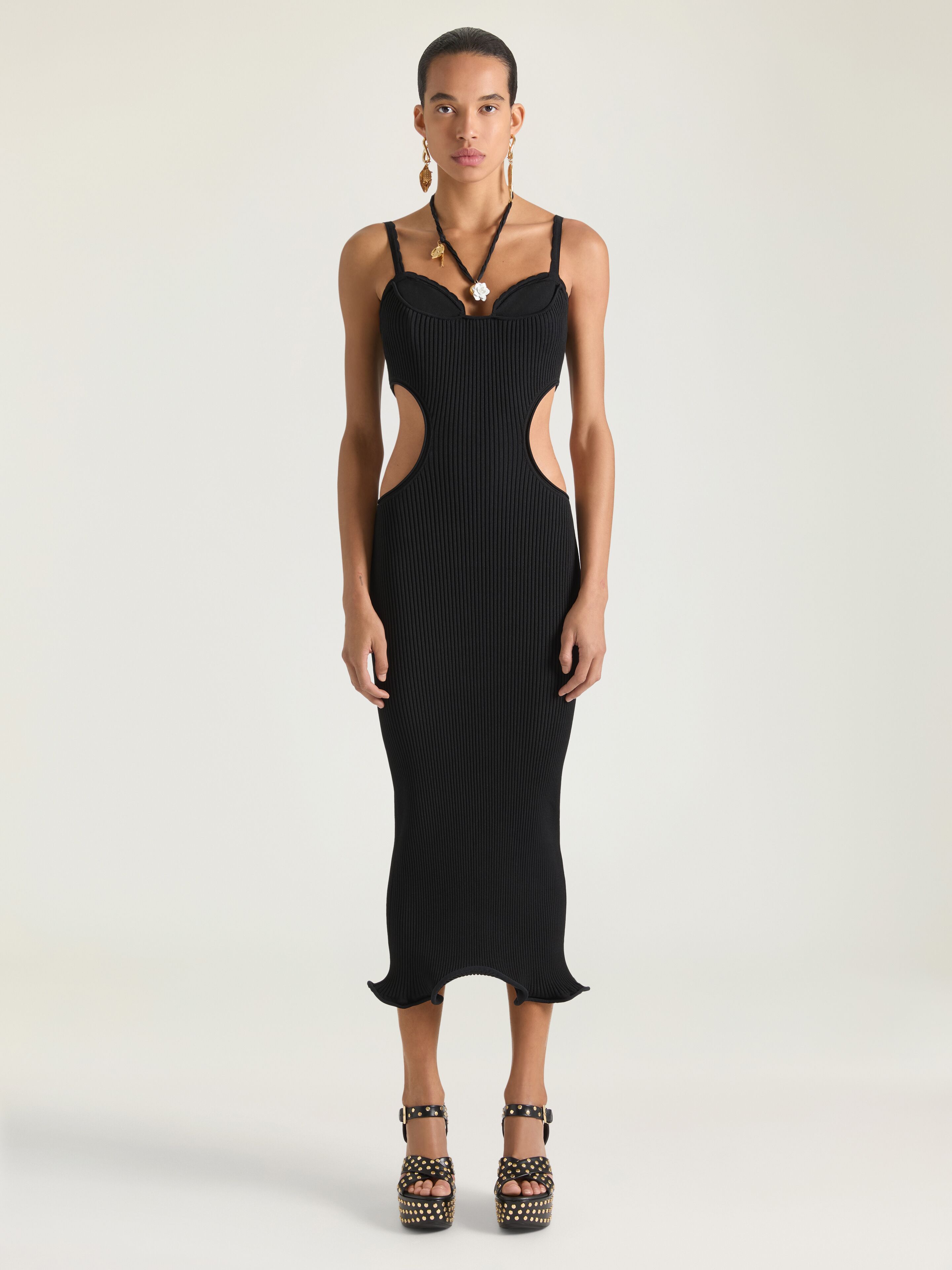 Slashed dress in rib in - black - BW22P44ZT8-001 | Givenchy US