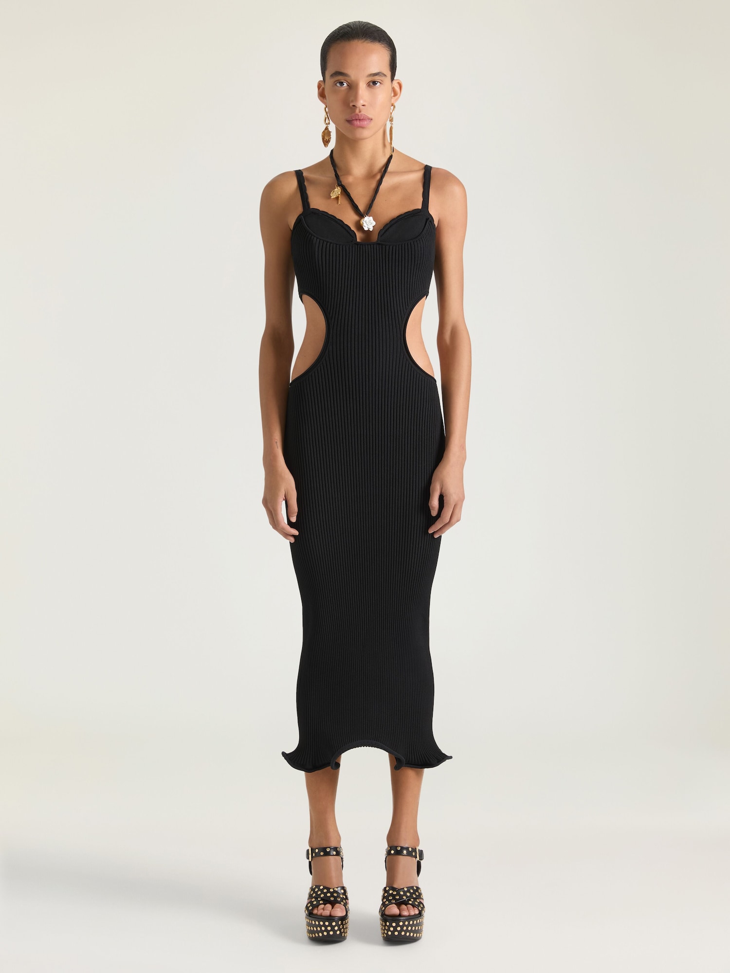 Slashed dress in rib
