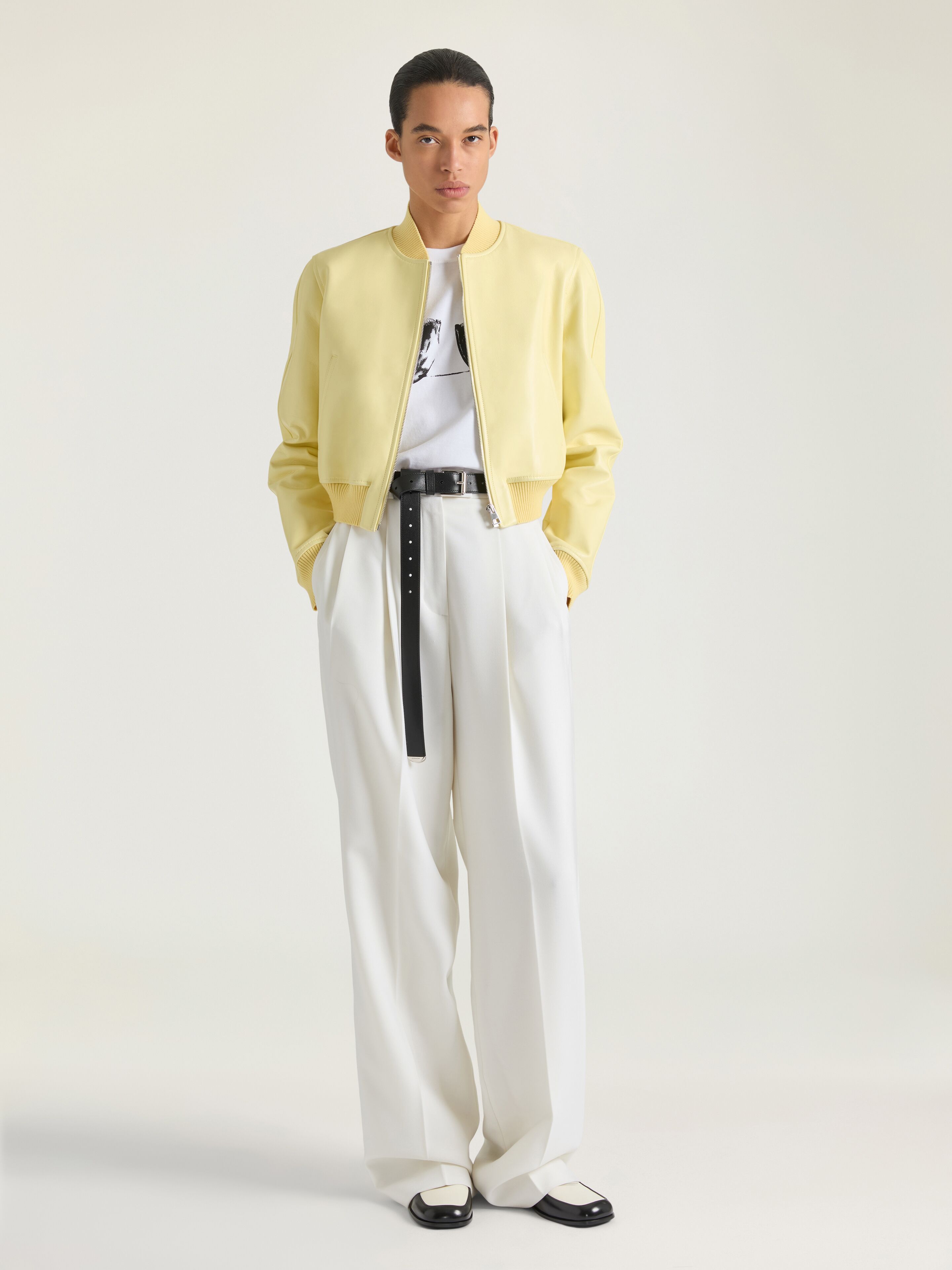 Bomber in nappa leather in - pale yellow - BW00UL61UJ-740