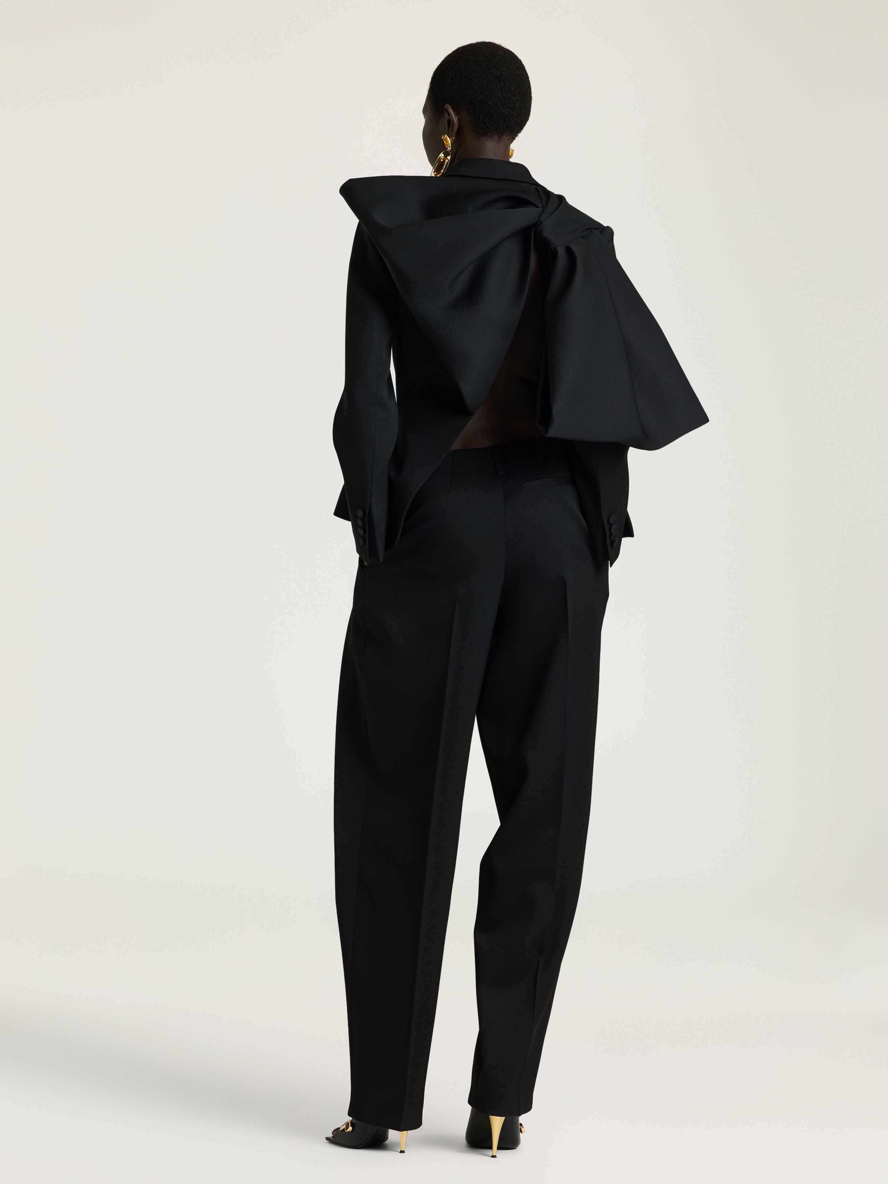 Slashed Pinch jacket in wool with bow in - black - BW30S9167D-001