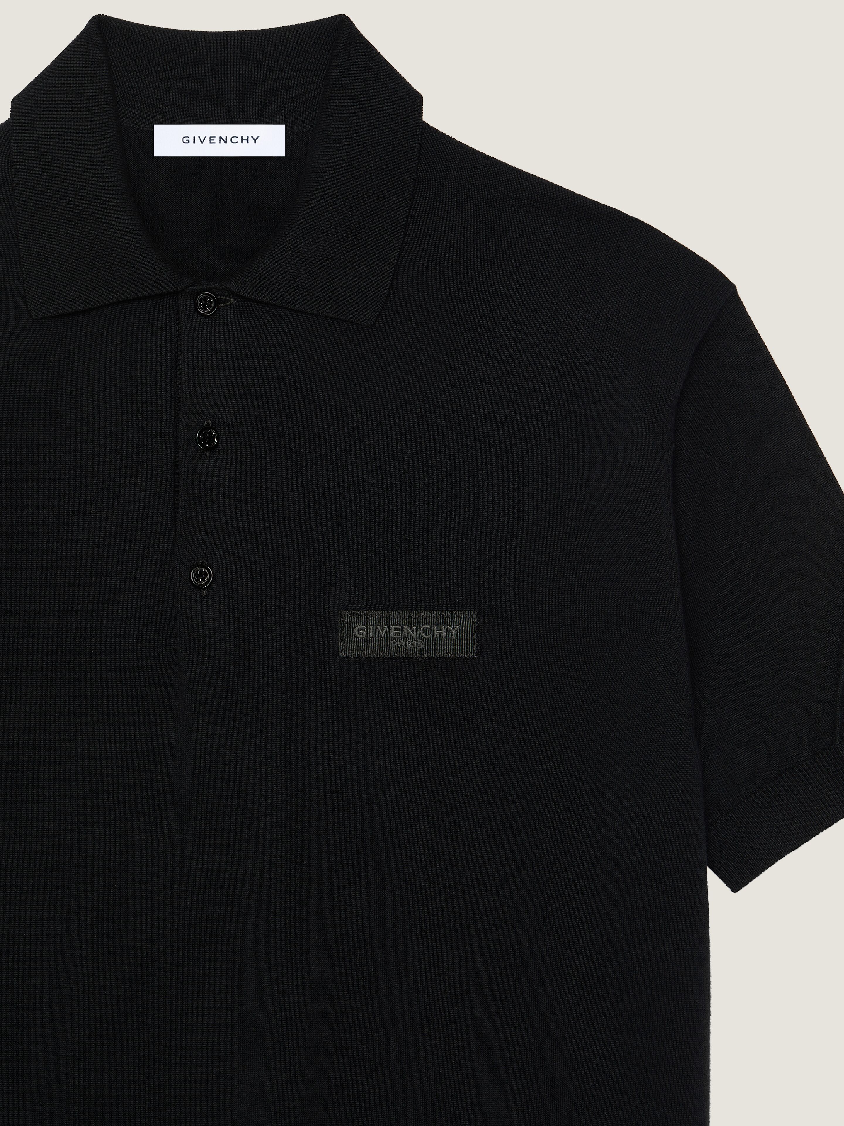 Couture Seam polo in cotton with gros grain detail in - black