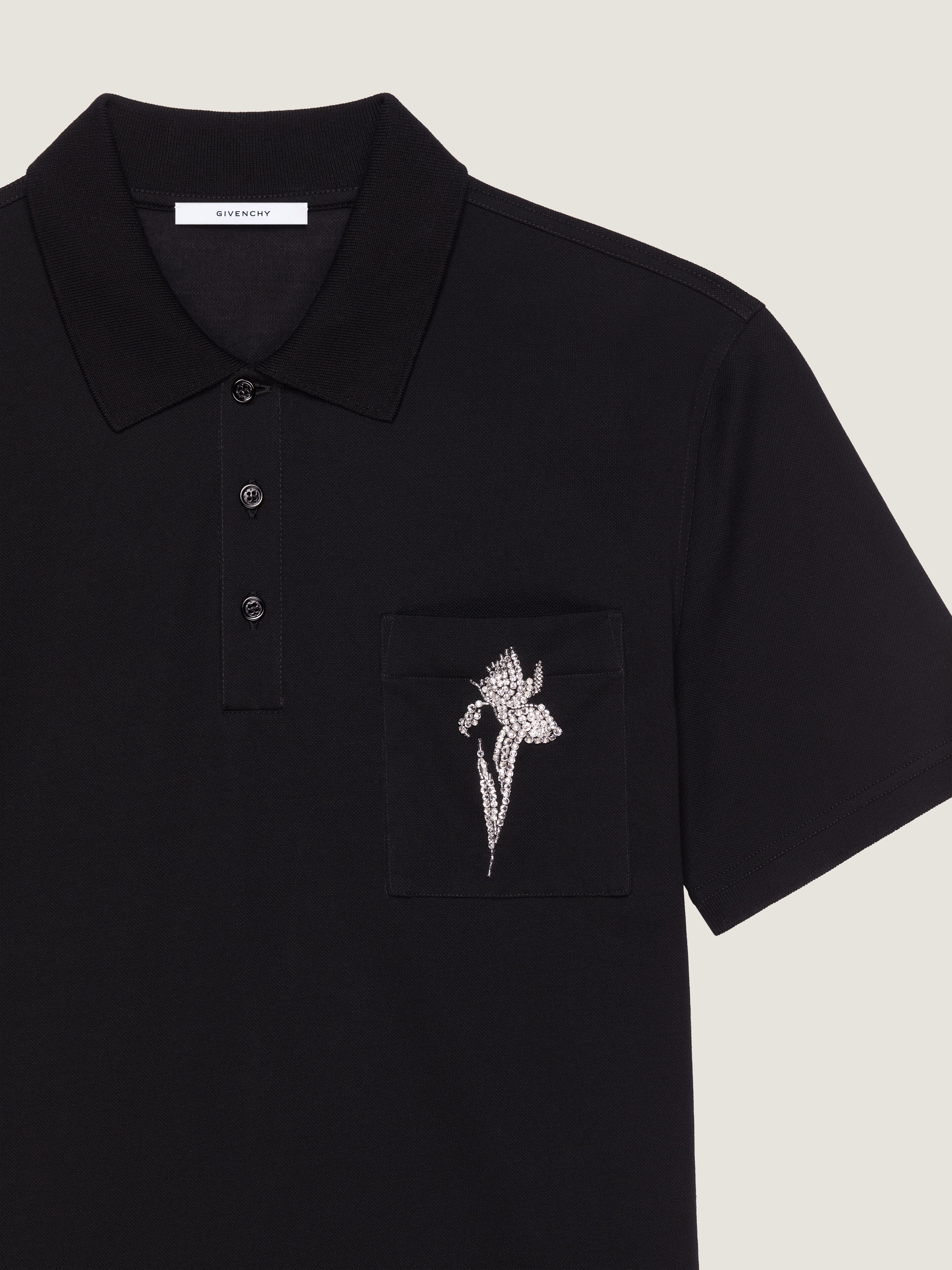 Polo in cotton with crystal embroidery in - black - BML00G3YRU-001