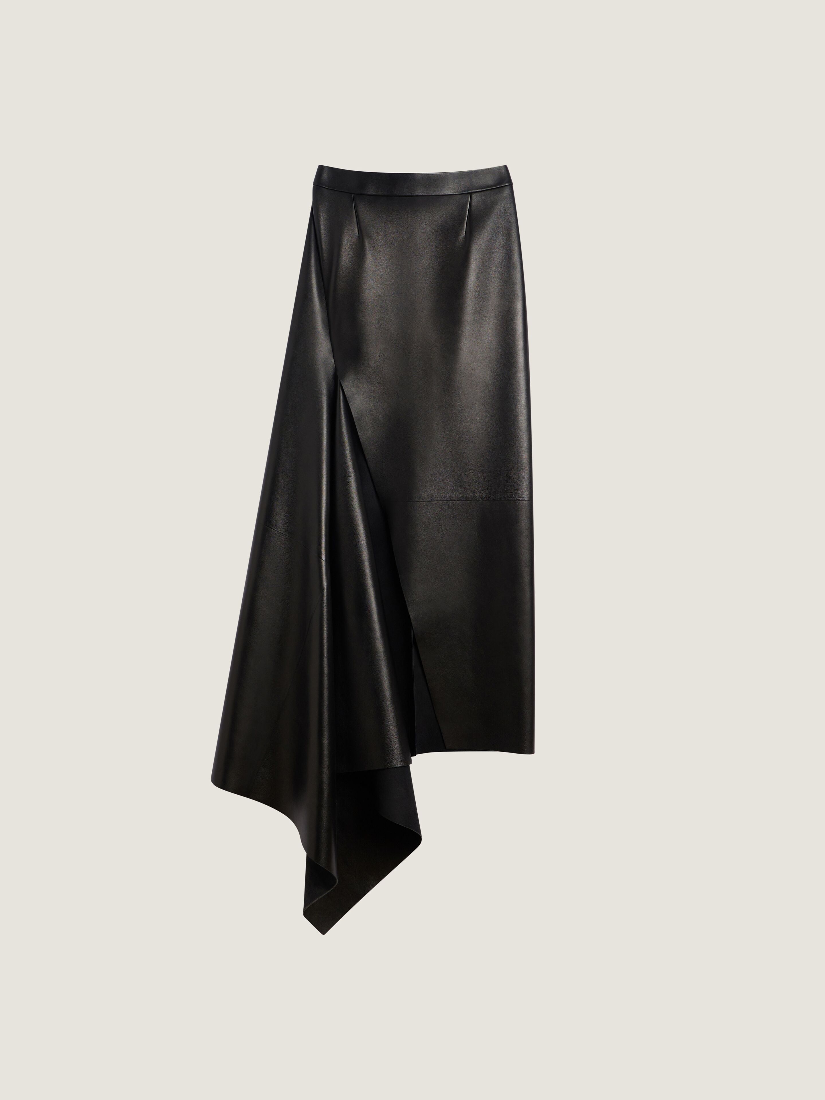 Givenchy Slashed Long Skirt In Leather In Black