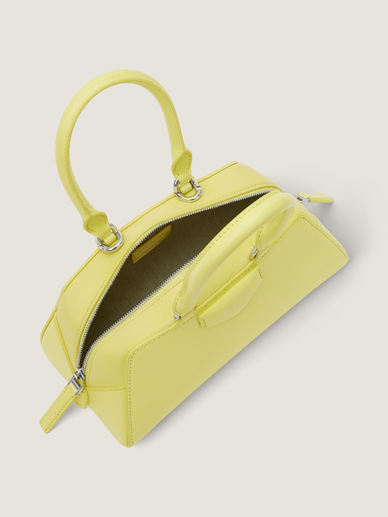 Mini Antigona East-West bag in Box leather in - acid yellow