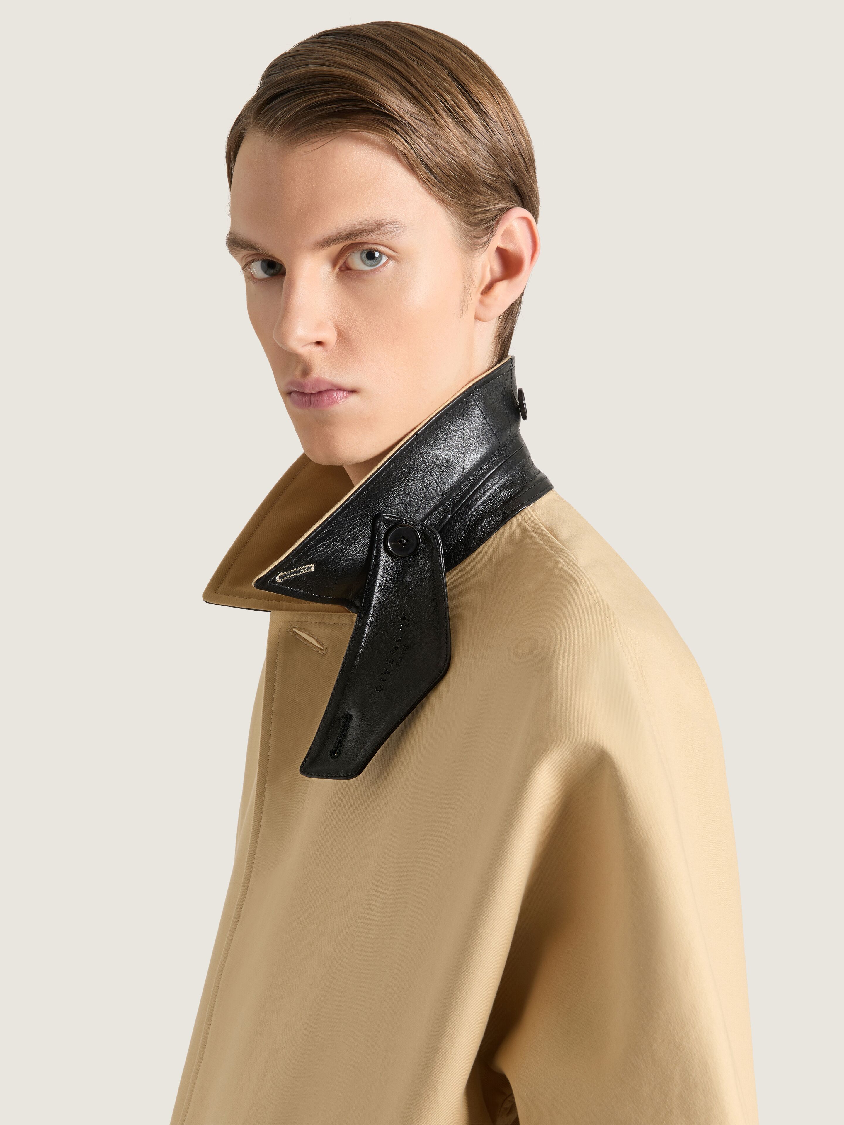 Car coat in cotton with checked reverse in - beige - BM01JR16TP