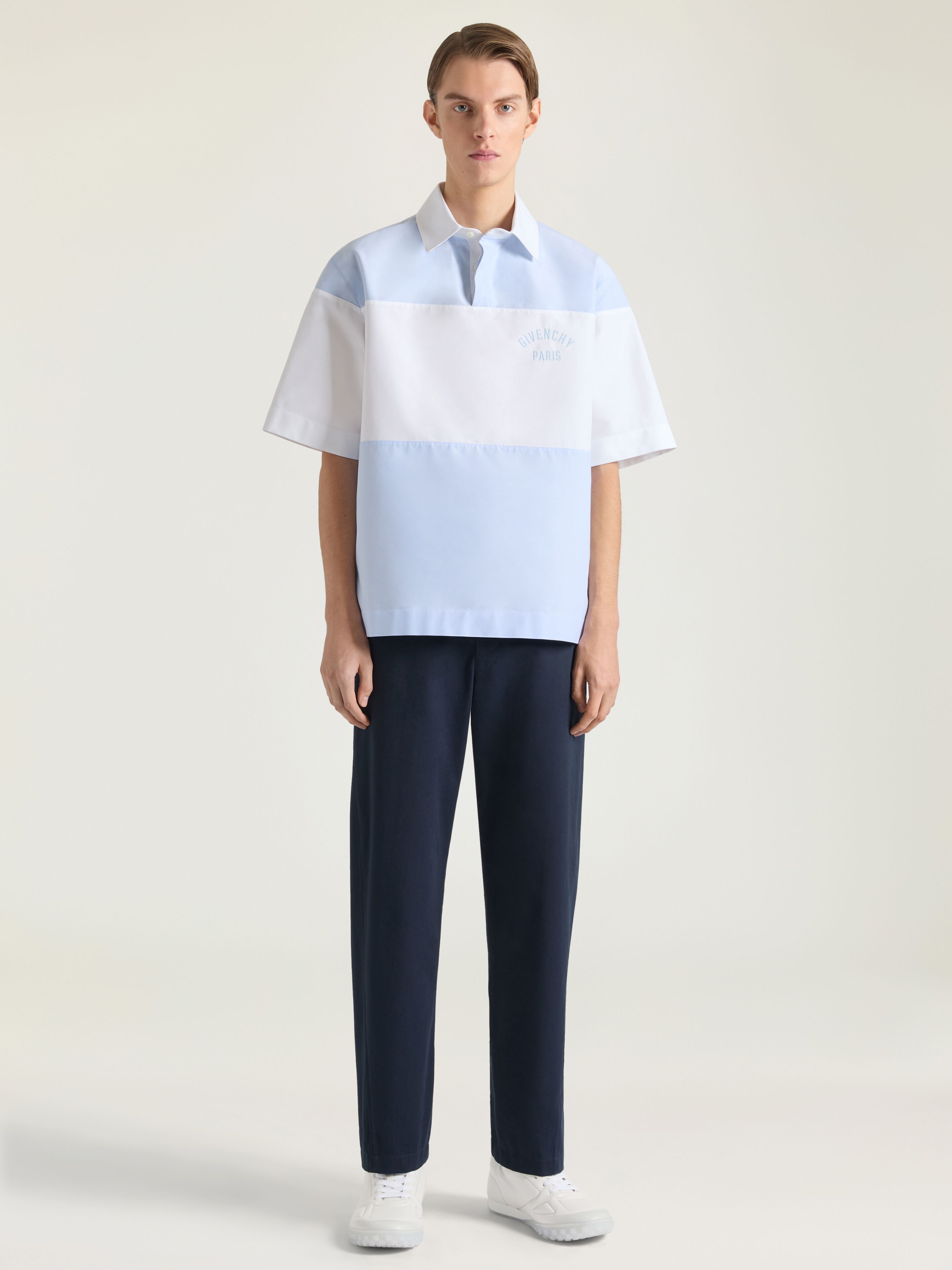 Bicolor polo in cotton with Givenchy Paris embroidery | Givenchy