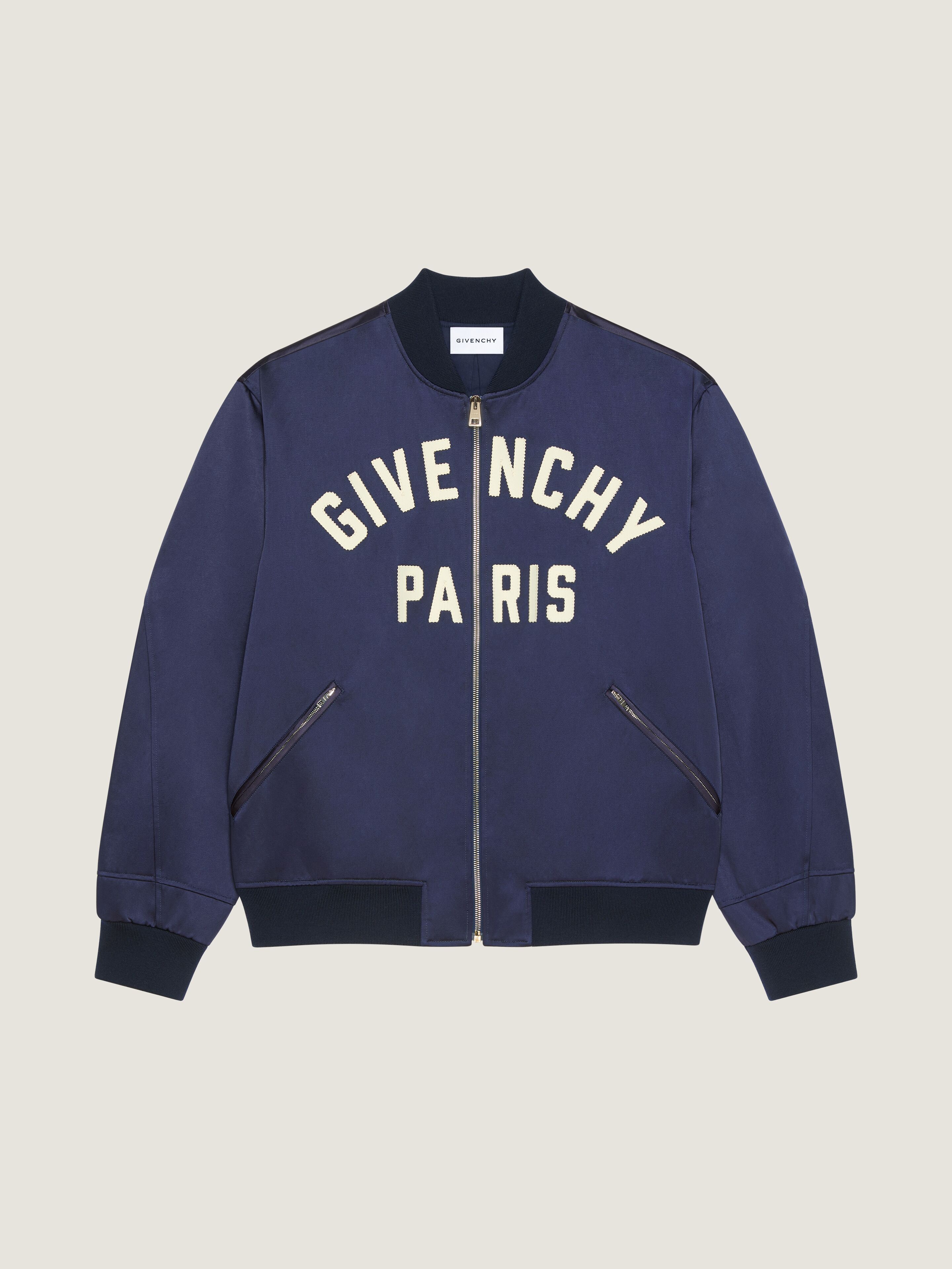 クチュールシーム GIVENCHY Parisエンブロイドロゴ サテンボンバー