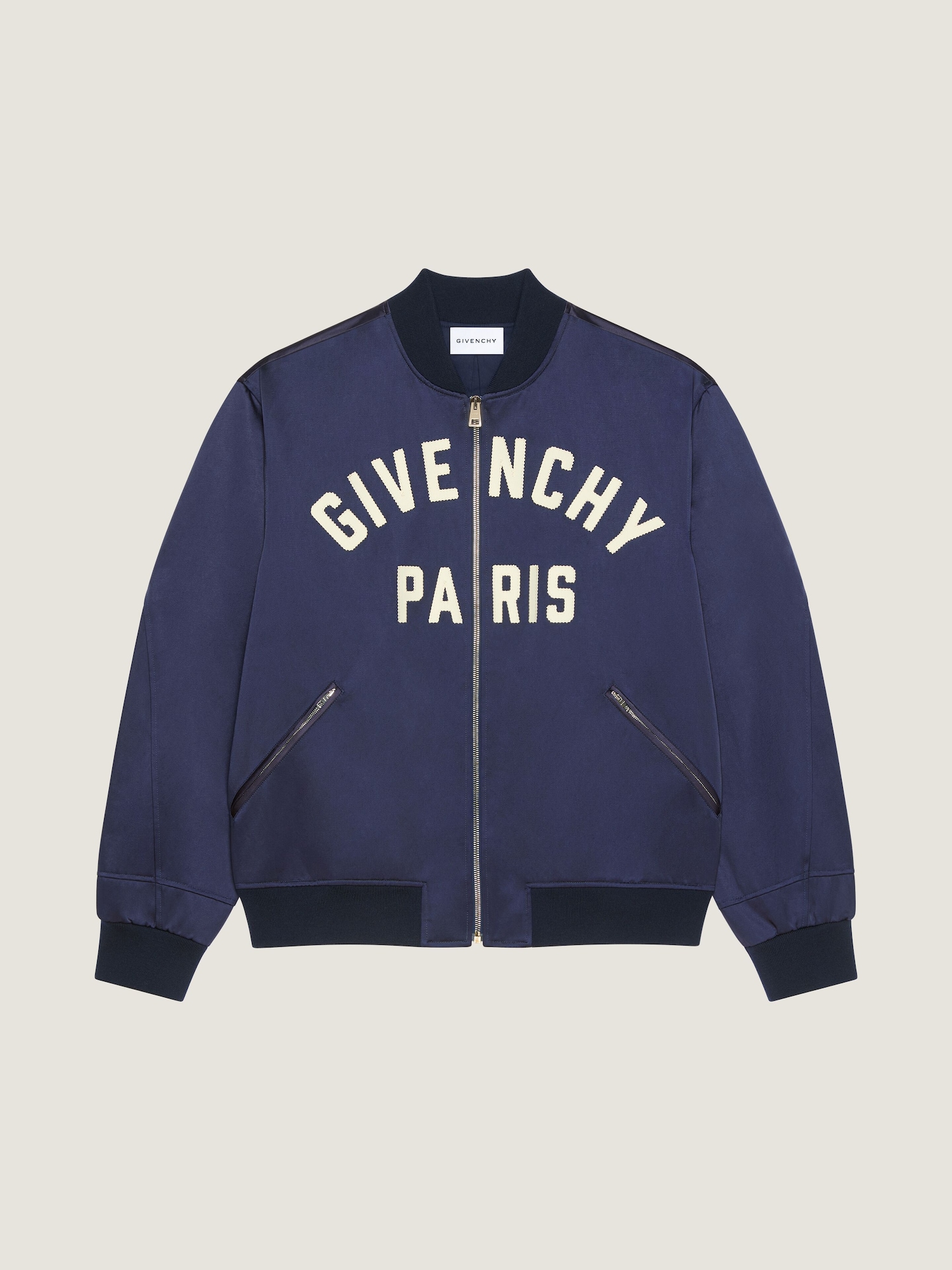 クチュールシーム Givenchy Parisエンブロイドロゴ サテンボンバー 