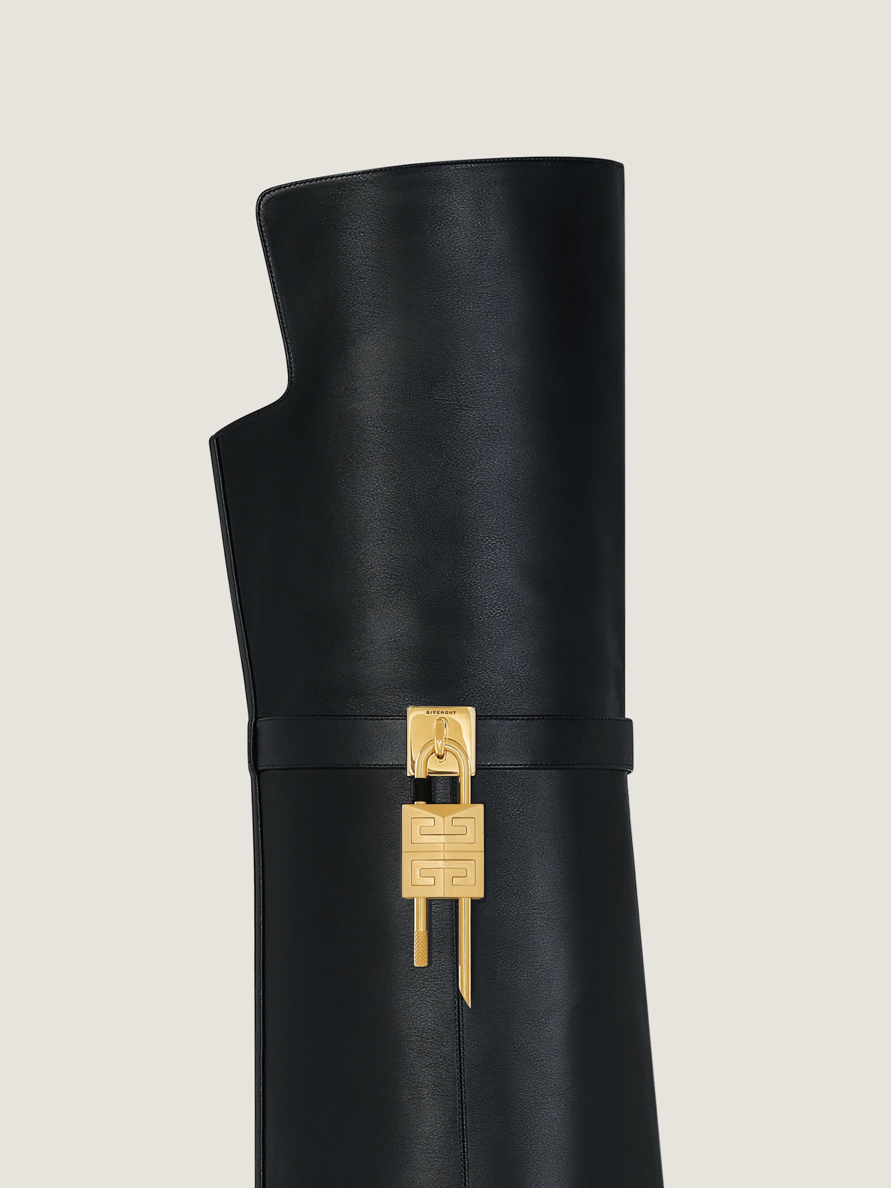 Shark Lock Stiletto over-the-knee boots in leather