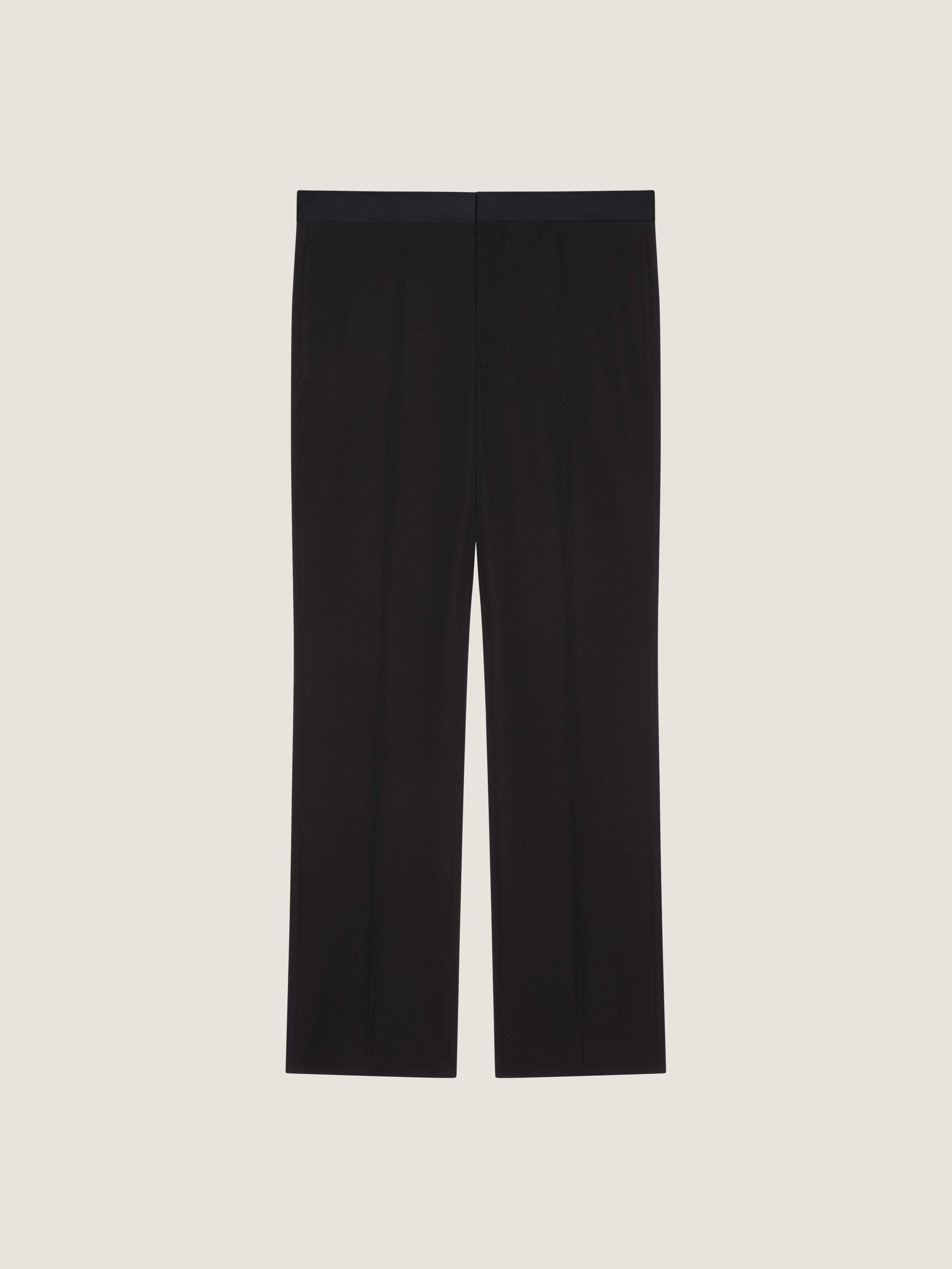 Straight leg tailored trousers in wool mohair in - black