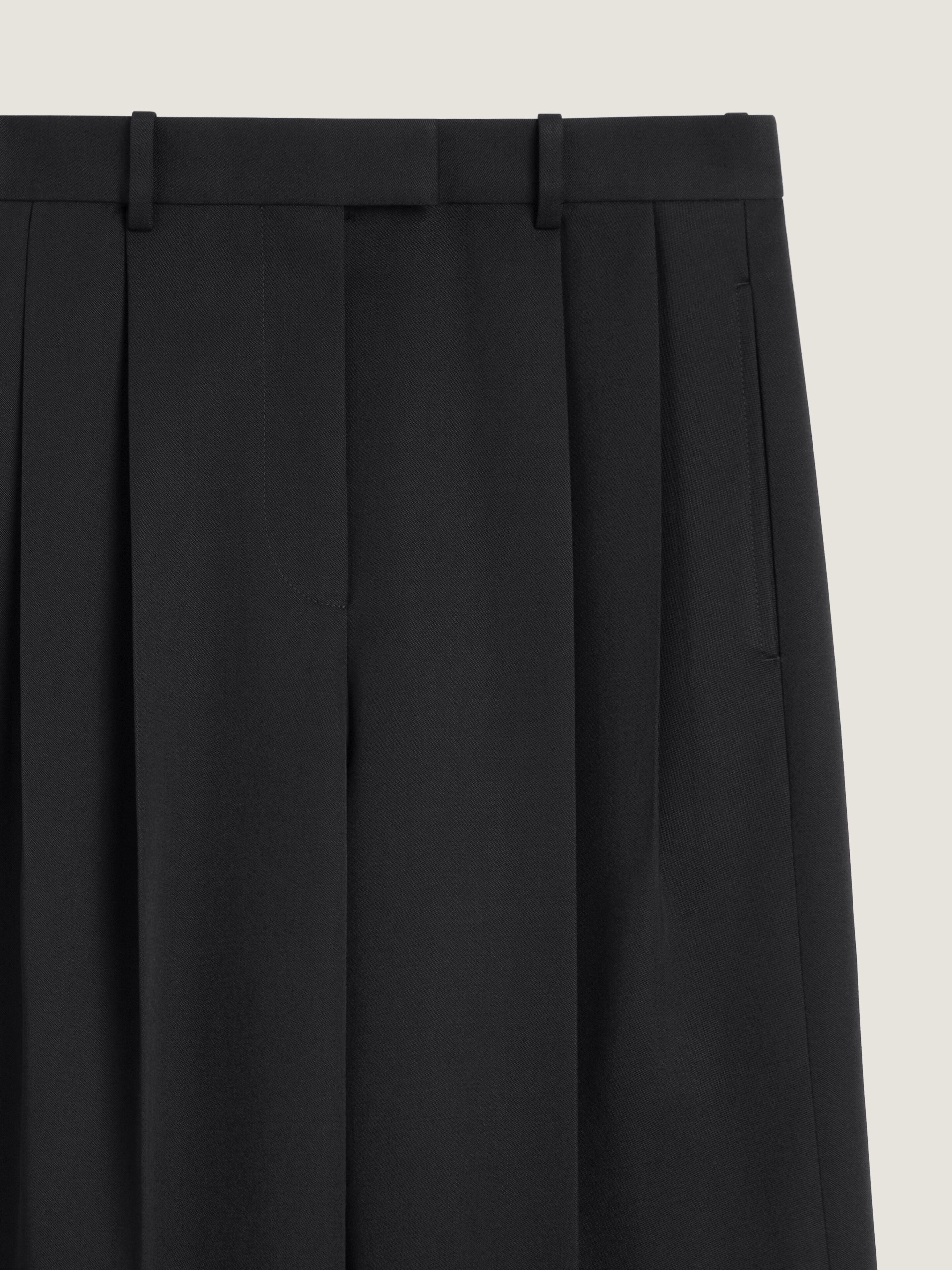 Double pleat pants in wool in - dark grey - BW51AH16WV-021