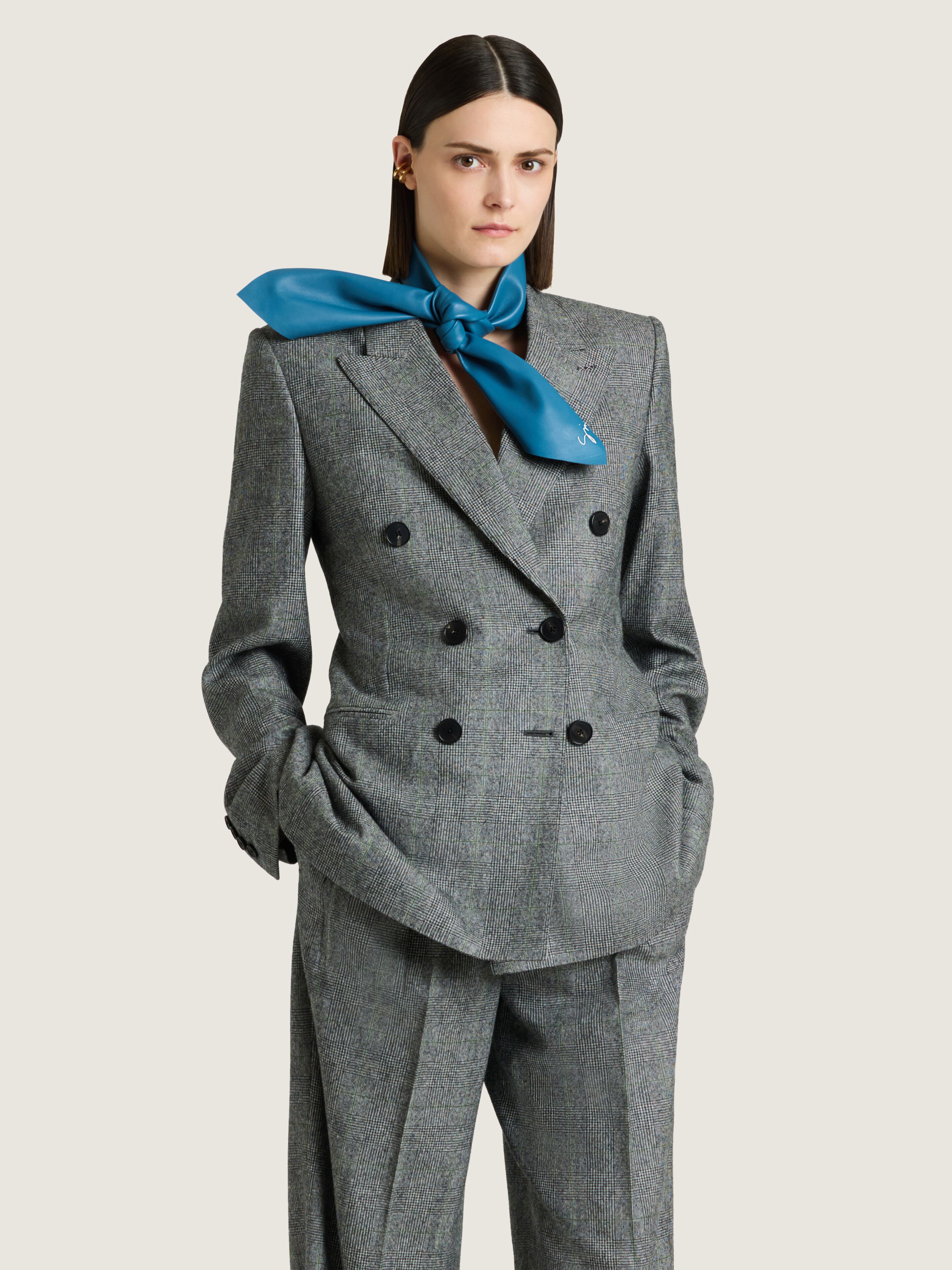 Double-breasted checked jacket in flannel in - grey mix